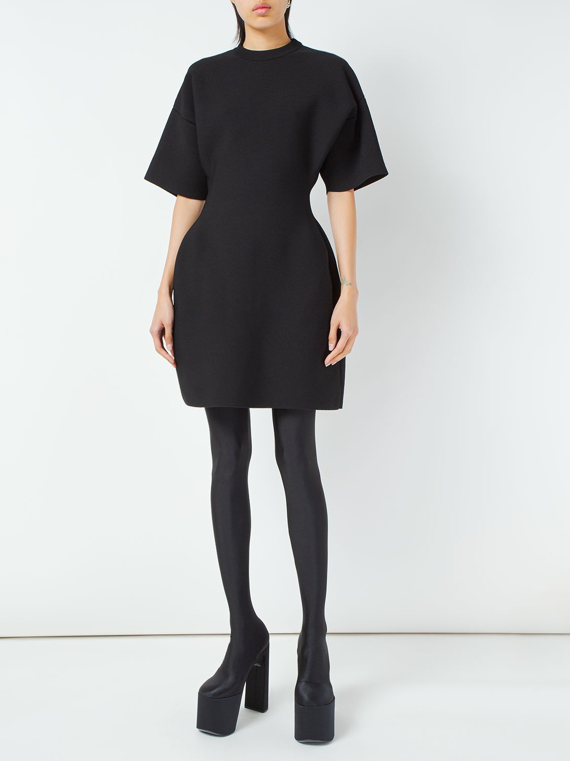 Shop Balenciaga Liight Compact Viscose Dress In Black