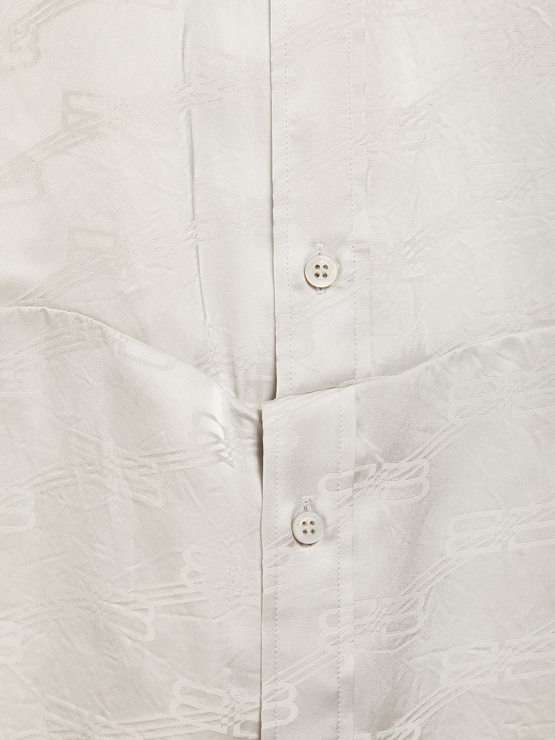 Shop Balenciaga Bb Monogram Jacquard Viscose Shirt In Light Grey