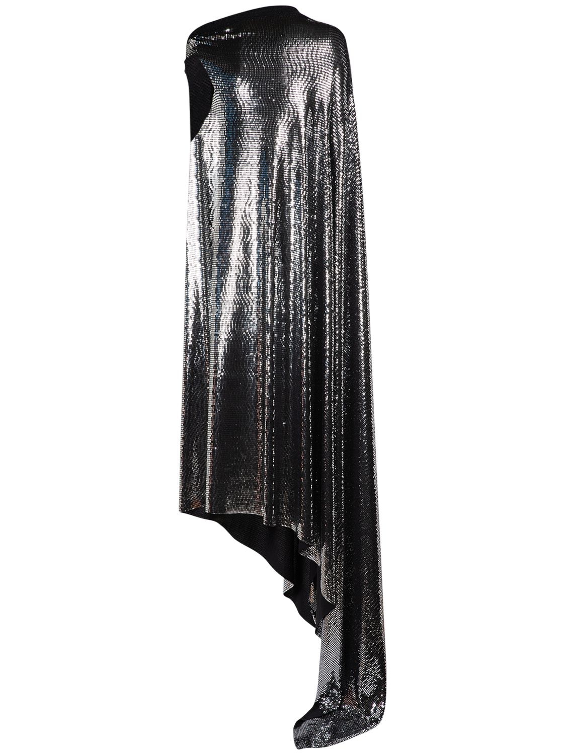 Shop Balenciaga Metallic Jersey Gown In Black,silver