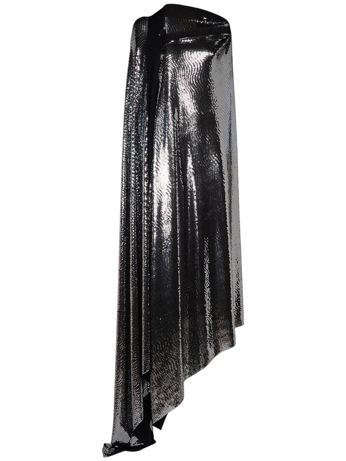 Shop Balenciaga Metallic Jersey Gown In Black,silver