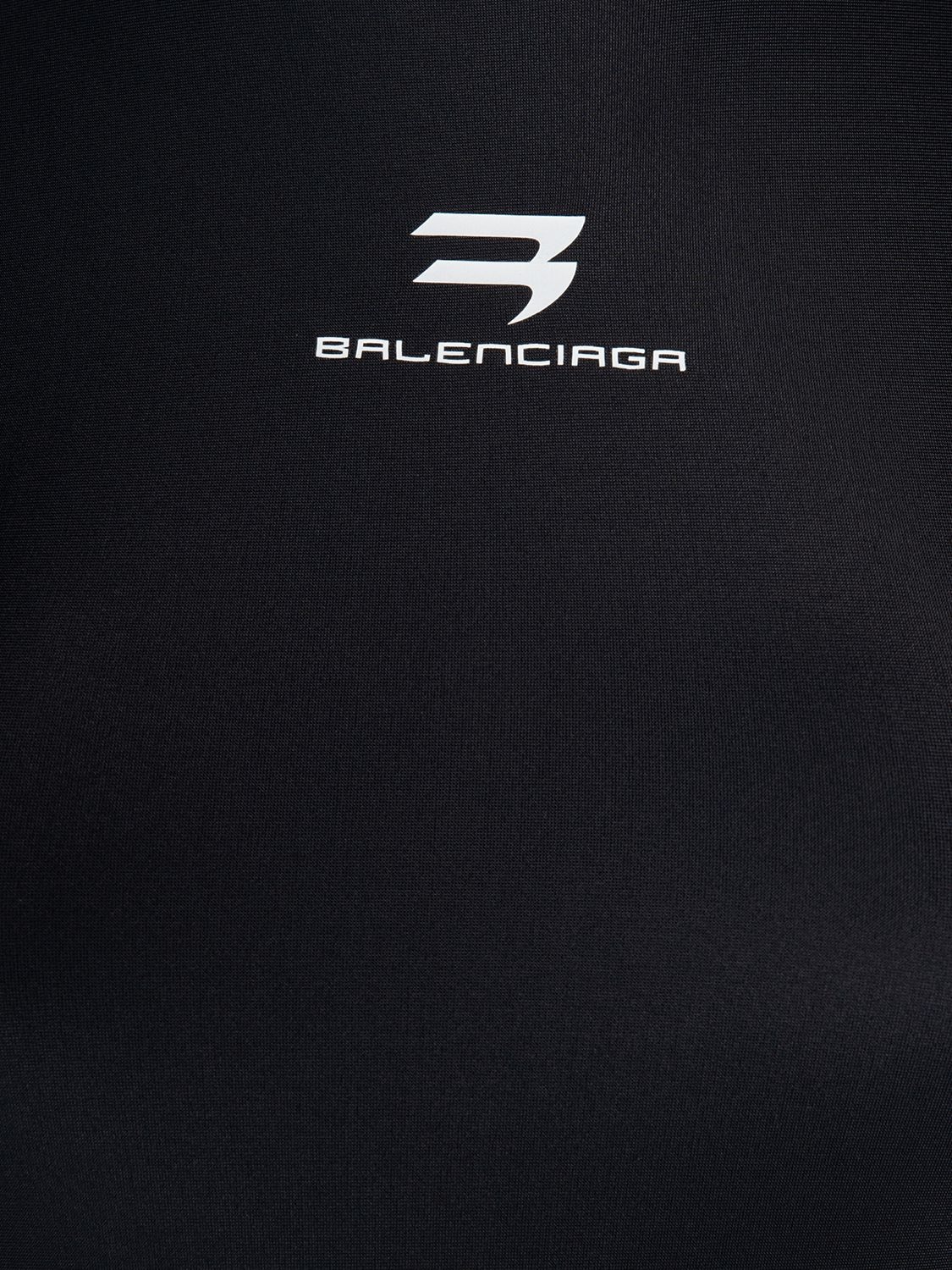 Shop Balenciaga Racing Print Spandex One Piece Swimsuit In Black,white