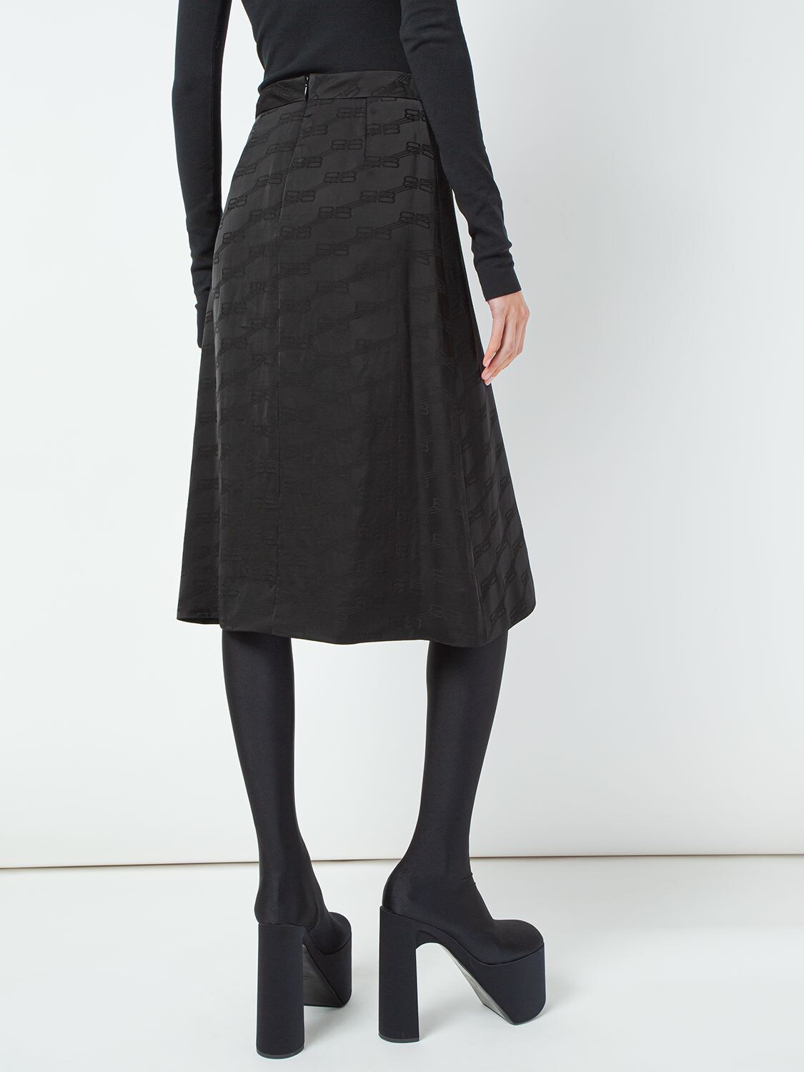 Shop Balenciaga Bb Monogram Jacquard Viscose Skirt In Black