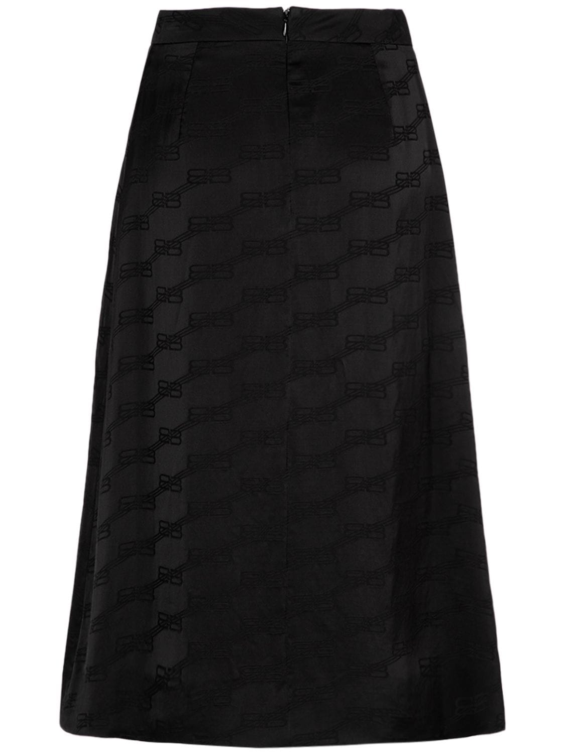 Shop Balenciaga Bb Monogram Jacquard Viscose Skirt In Black