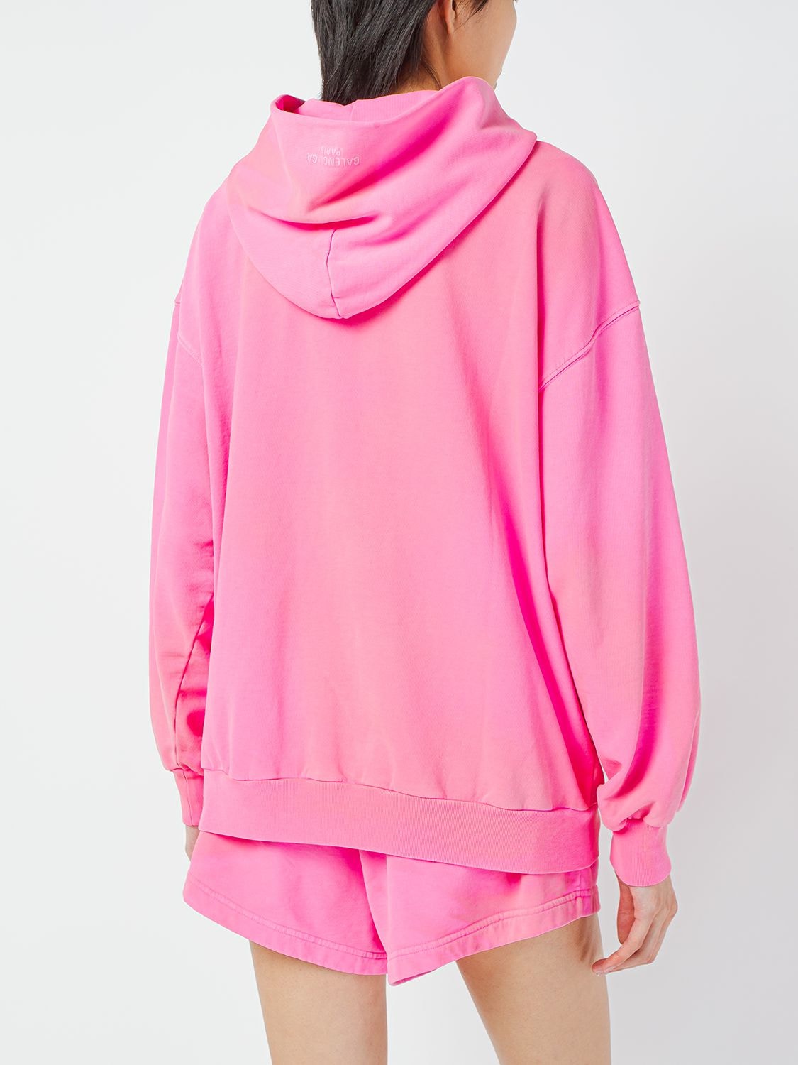 Shop Balenciaga Cotton Jersey Zip Hoodie In Hot Pink