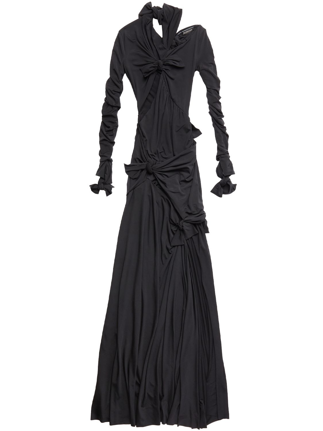 Shop Balenciaga Stretch Jersey Knot Gown In Black