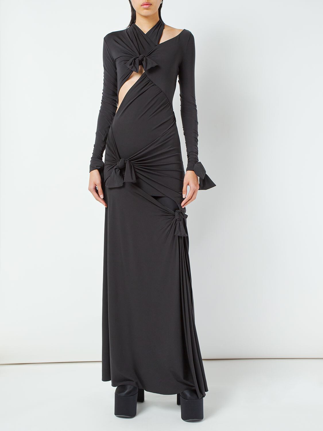 Shop Balenciaga Stretch Jersey Knot Gown In Black