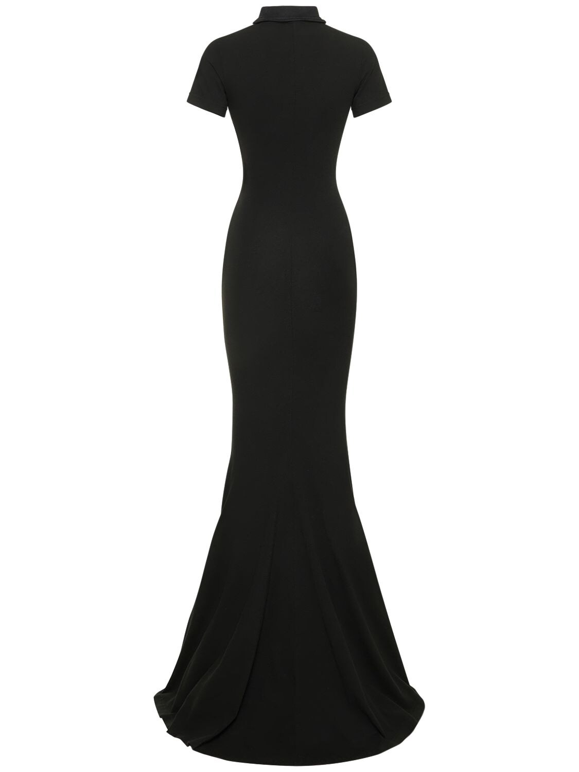 Shop Balenciaga Cotton Jersey Long Dress In Washed Black
