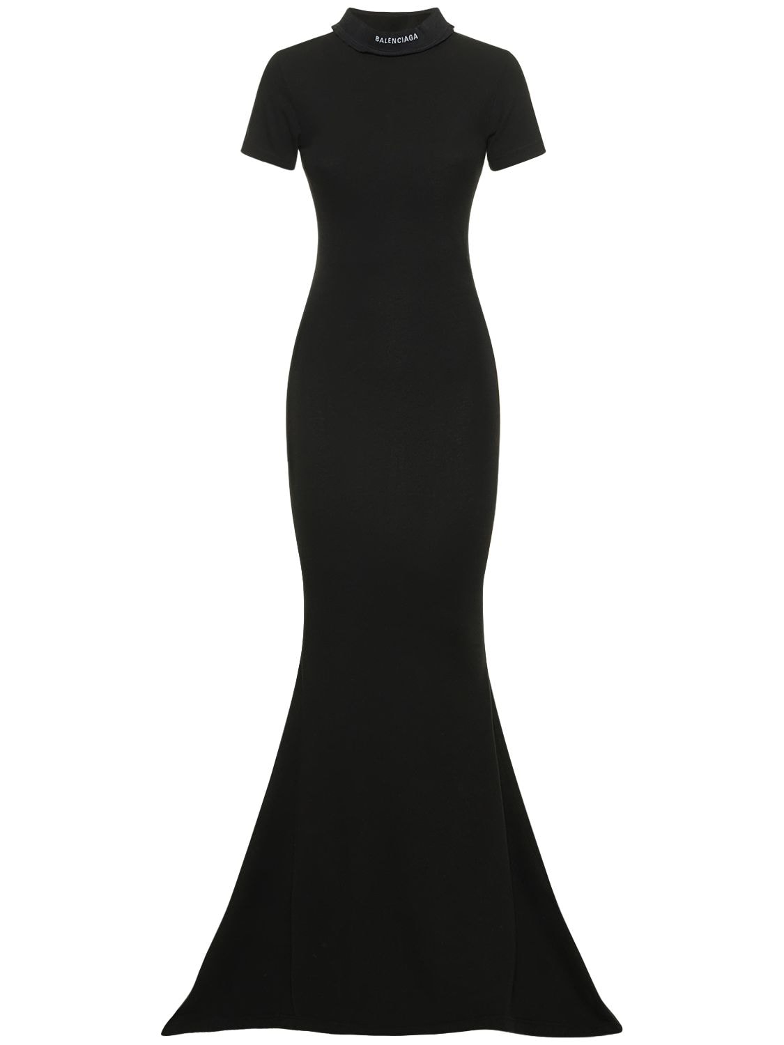 Shop Balenciaga Cotton Jersey Long Dress In Washed Black