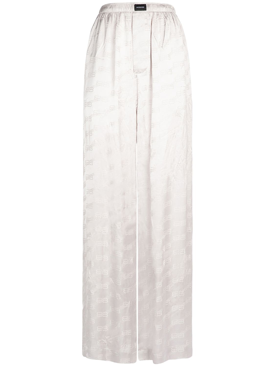 Balenciaga Bb Monogram Jacquard Viscose Pants In Light Grey