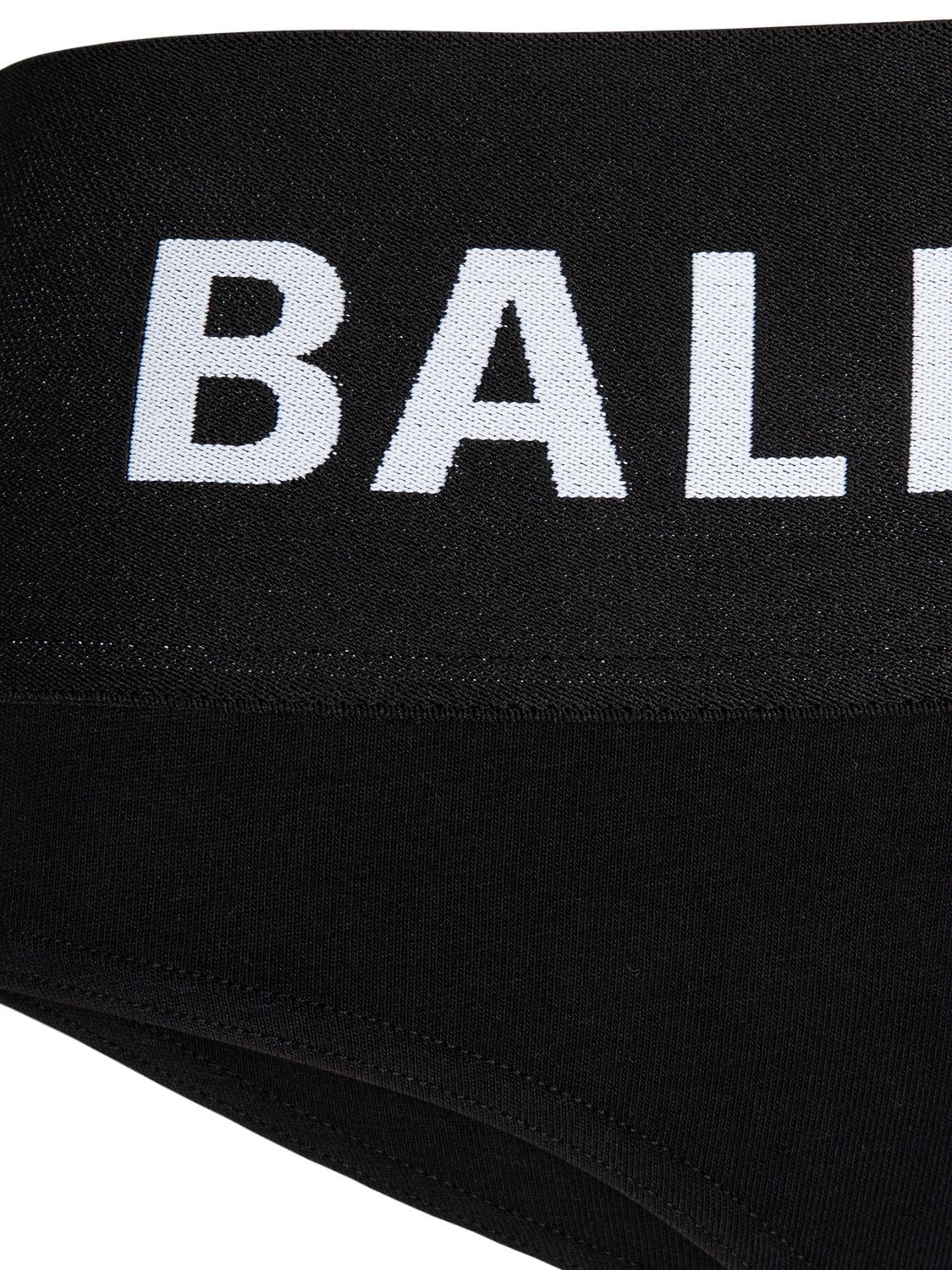 Shop Balenciaga Logo Cotton Jersey Briefs In Black