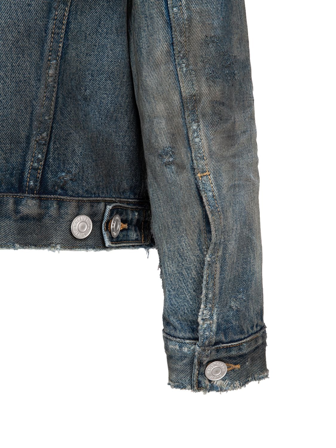 Shop Balenciaga Shrunk Denim Jacket In Dirty Pale Blue