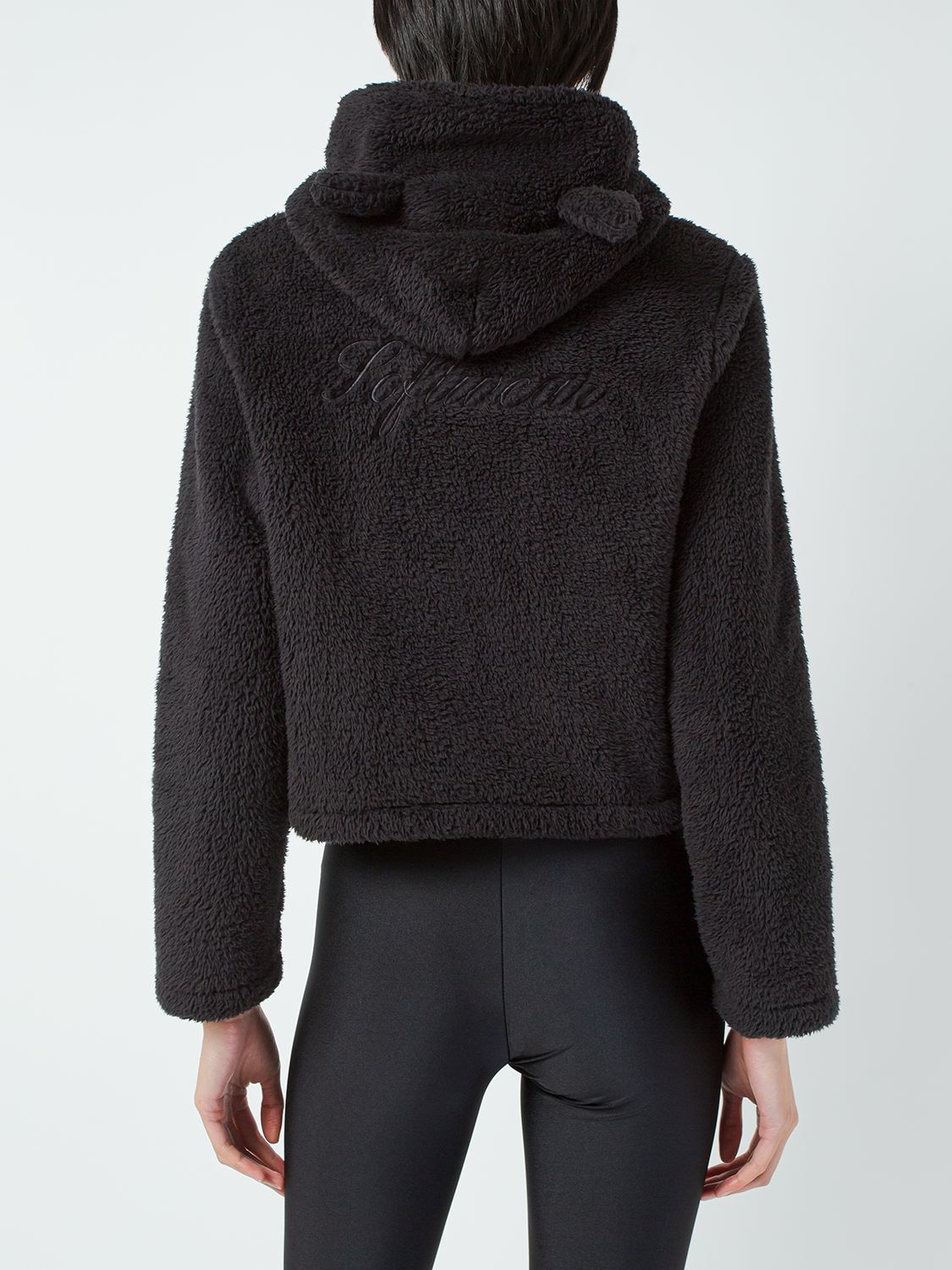 Shop Balenciaga Heart Zip-up Faux Fur Sweatshirt In Black
