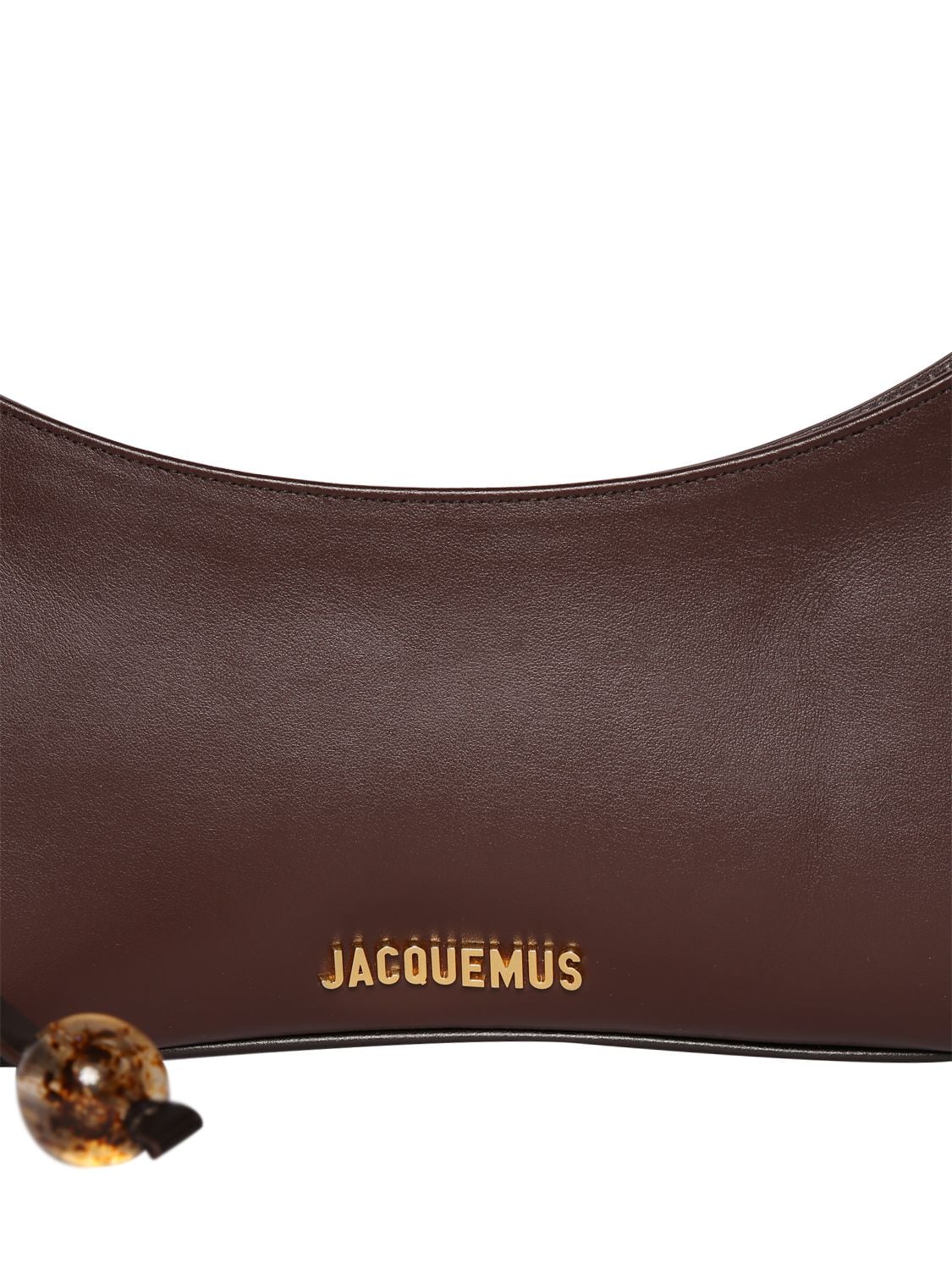 Shop Jacquemus Le Bisou Perle Leather Shoulder Bag In Brown