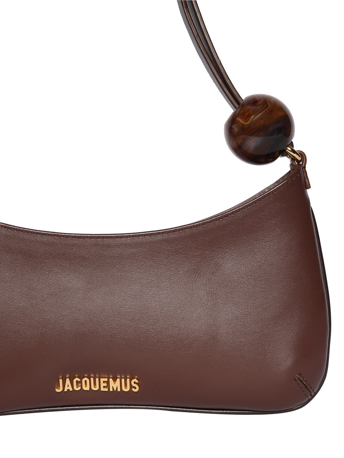 Shop Jacquemus Le Bisou Perle Leather Shoulder Bag In Brown