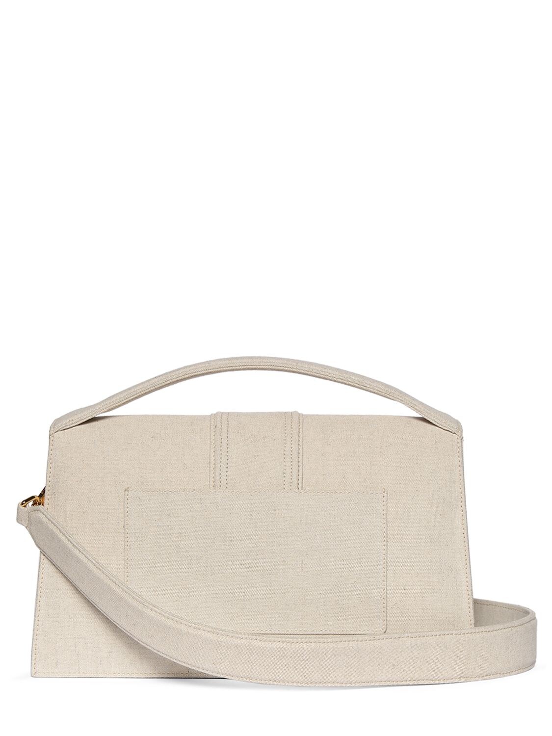 Shop Jacquemus Le Grand Bambino Canvas Shoulder Bag In Light Greige