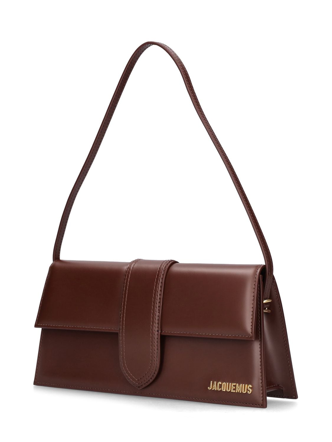 Shop Jacquemus Le Bambino Long Smooth Leather Bag In Brown