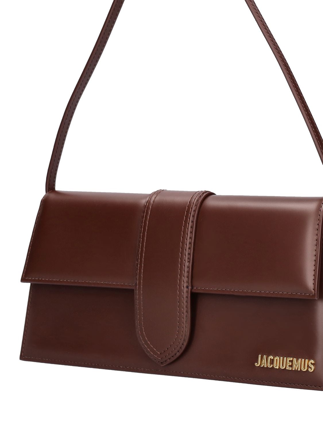 Shop Jacquemus Le Bambino Long Smooth Leather Bag In Brown