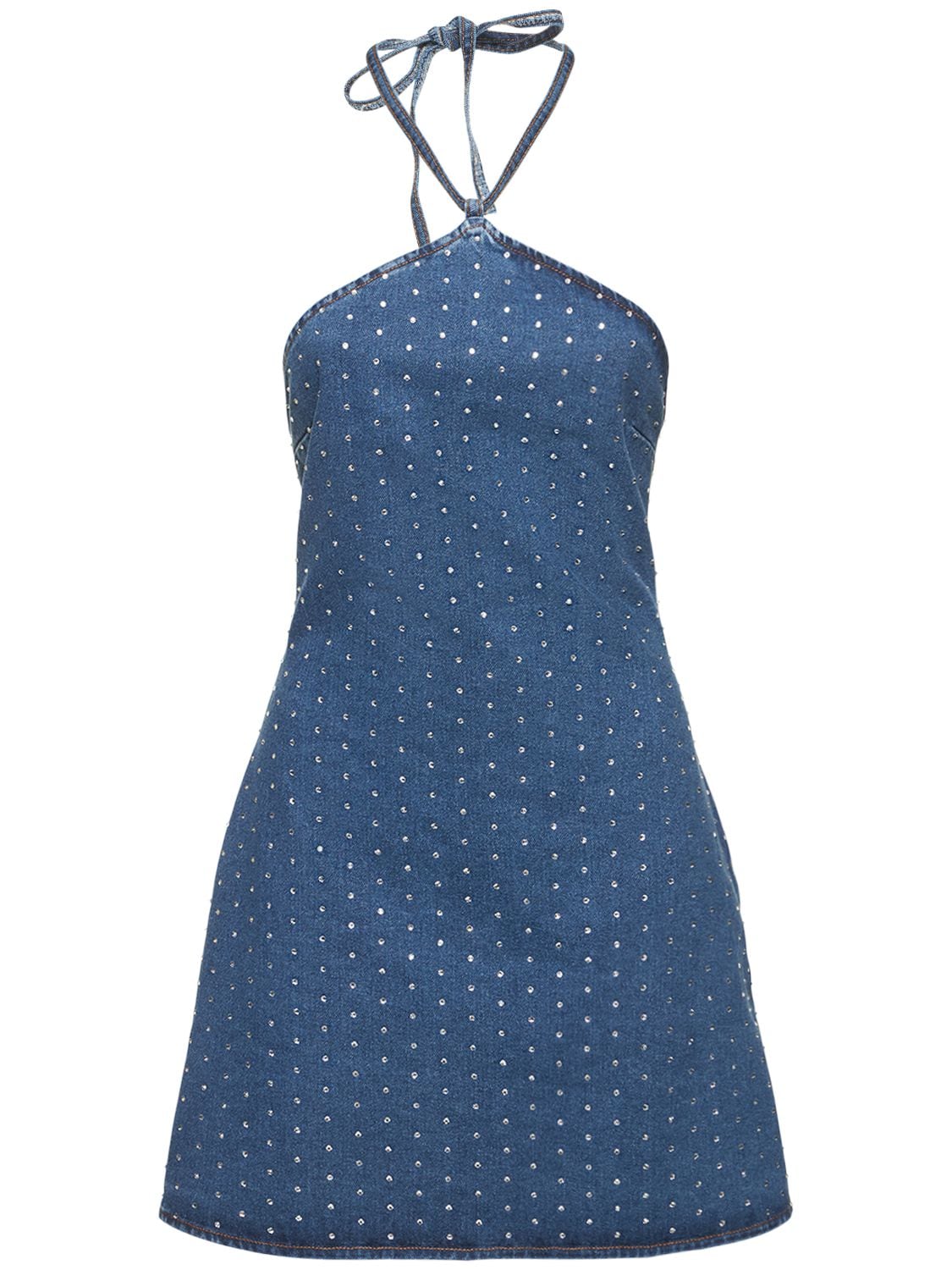 Embellished Cotton Denim Mini Dress – WOMEN > CLOTHING > DRESSES
