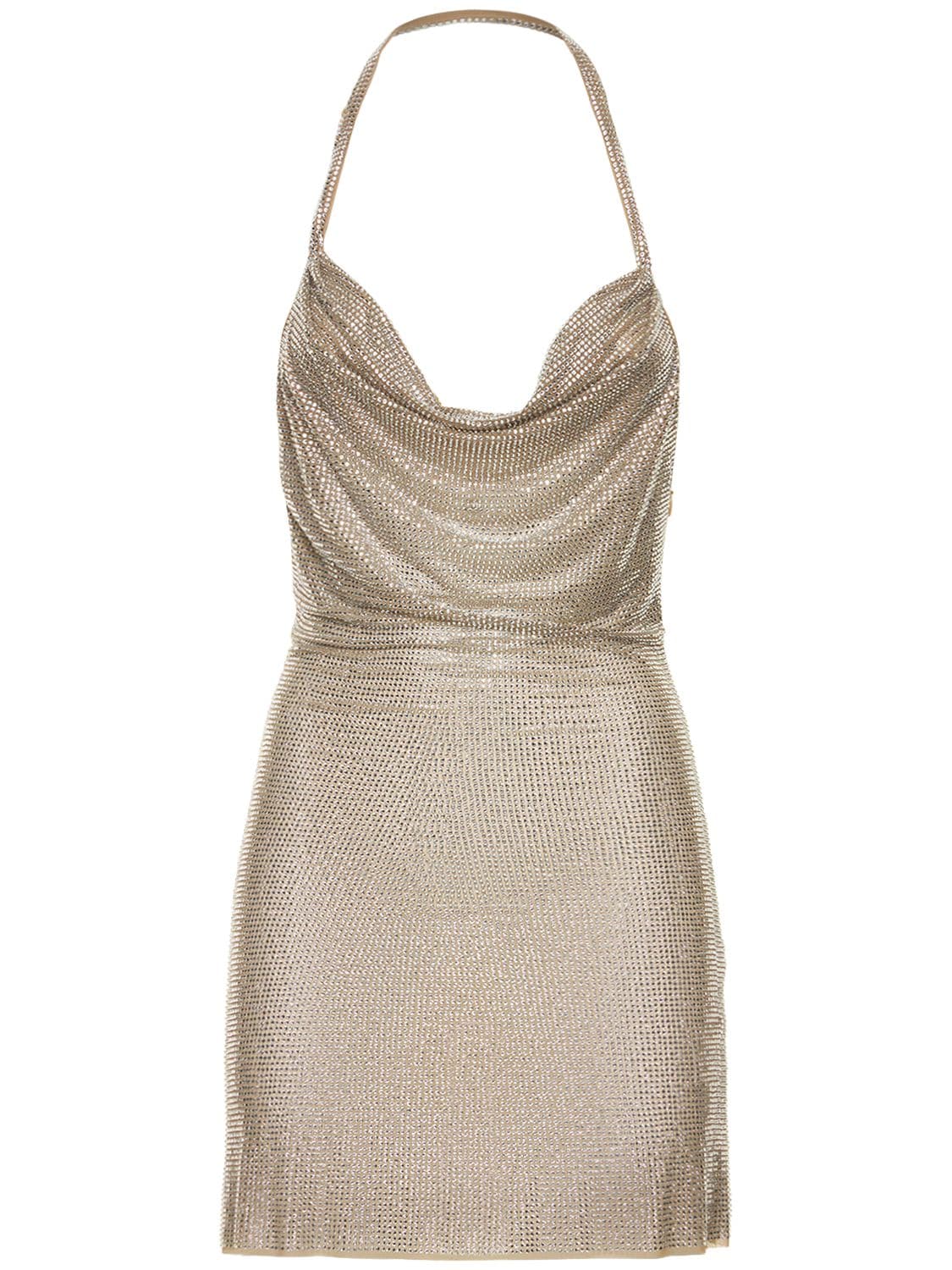 Giuseppe Di Morabito Embellished Net Mini Dress In Silver