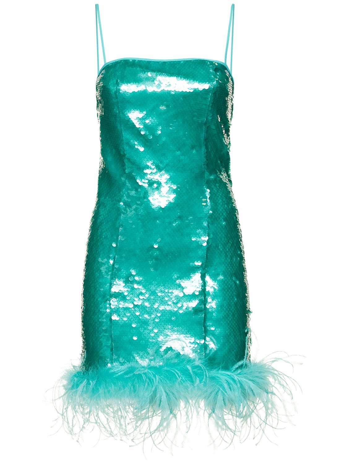 Robe Courte En Sequins Et Plumes