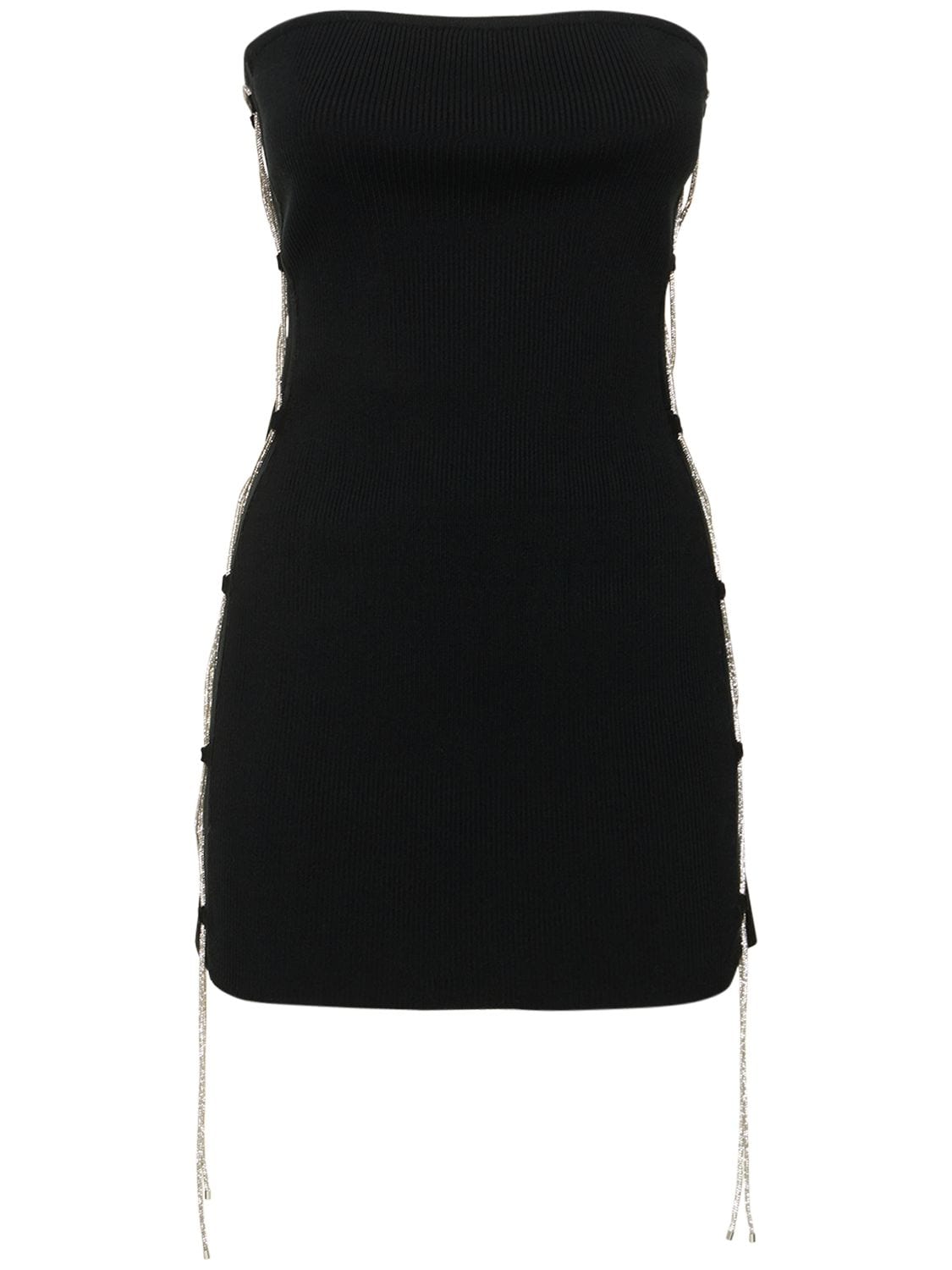 Giuseppe Di Morabito Lace-up Stretch Rib Knit Mini Dress In Black