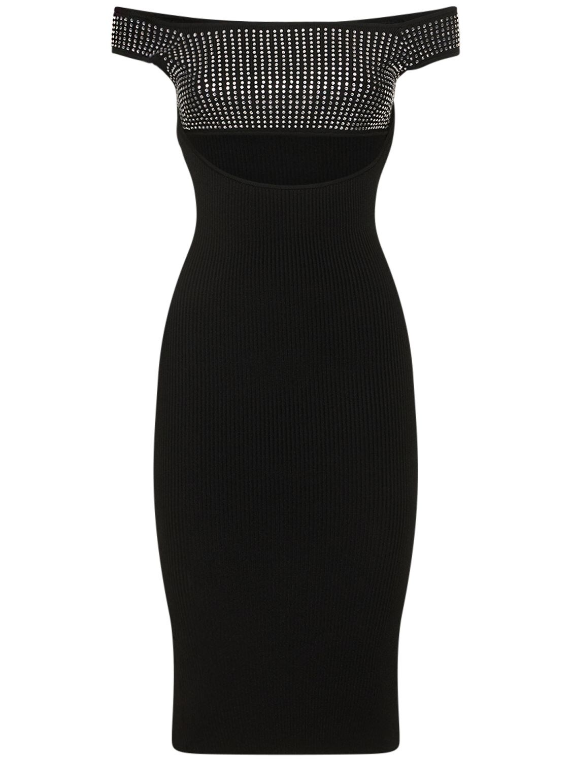 GIUSEPPE DI MORABITO EMBELLISHED KNIT MIDI DRESS