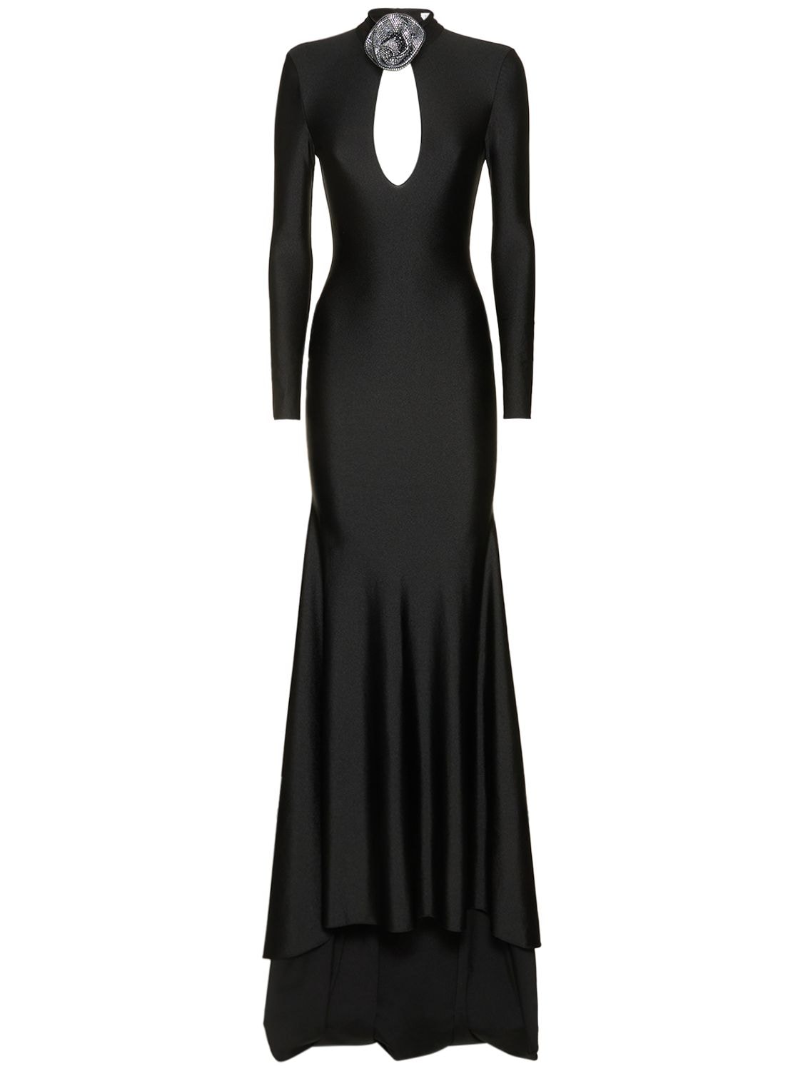 Giuseppe Di Morabito Stretch Shiny Jersey Long Dress In Black