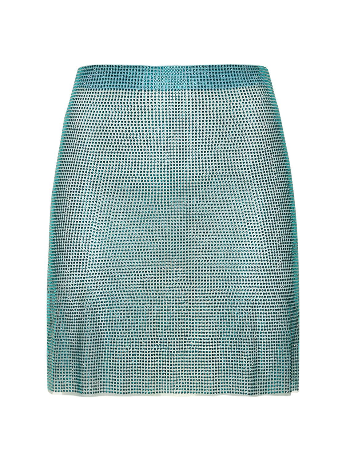 Giuseppe Di Morabito Embellished Net Mini Skirt In Light Blue