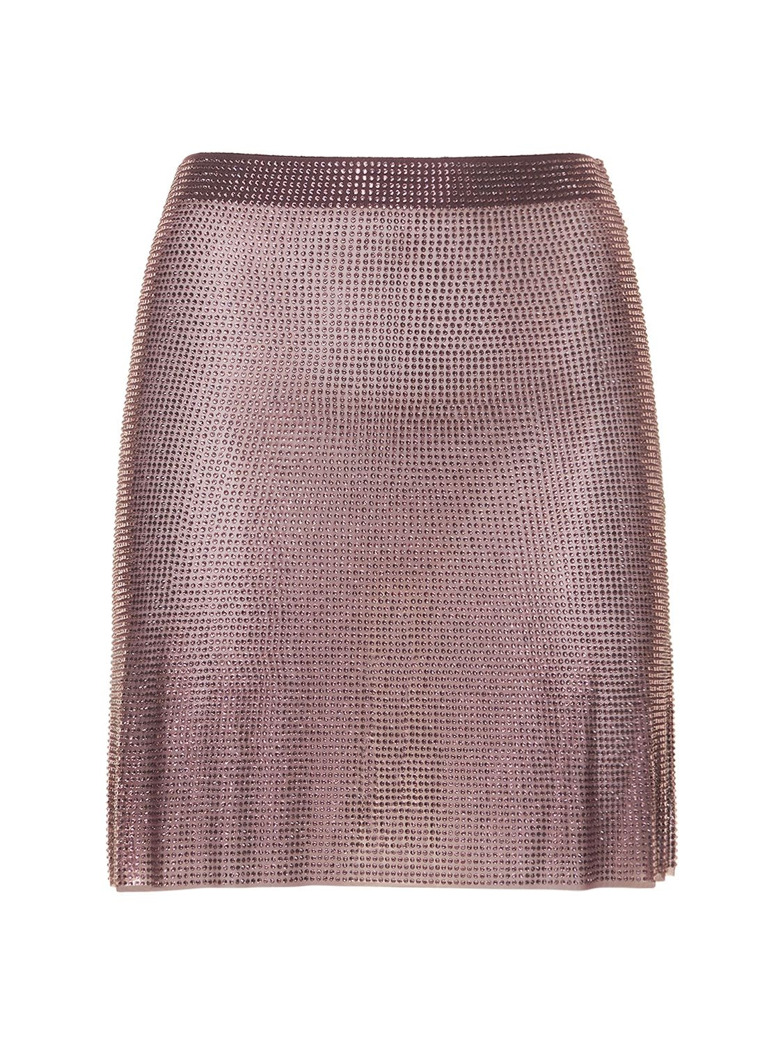 Giuseppe Di Morabito Embellished Net Mini Skirt In Purple