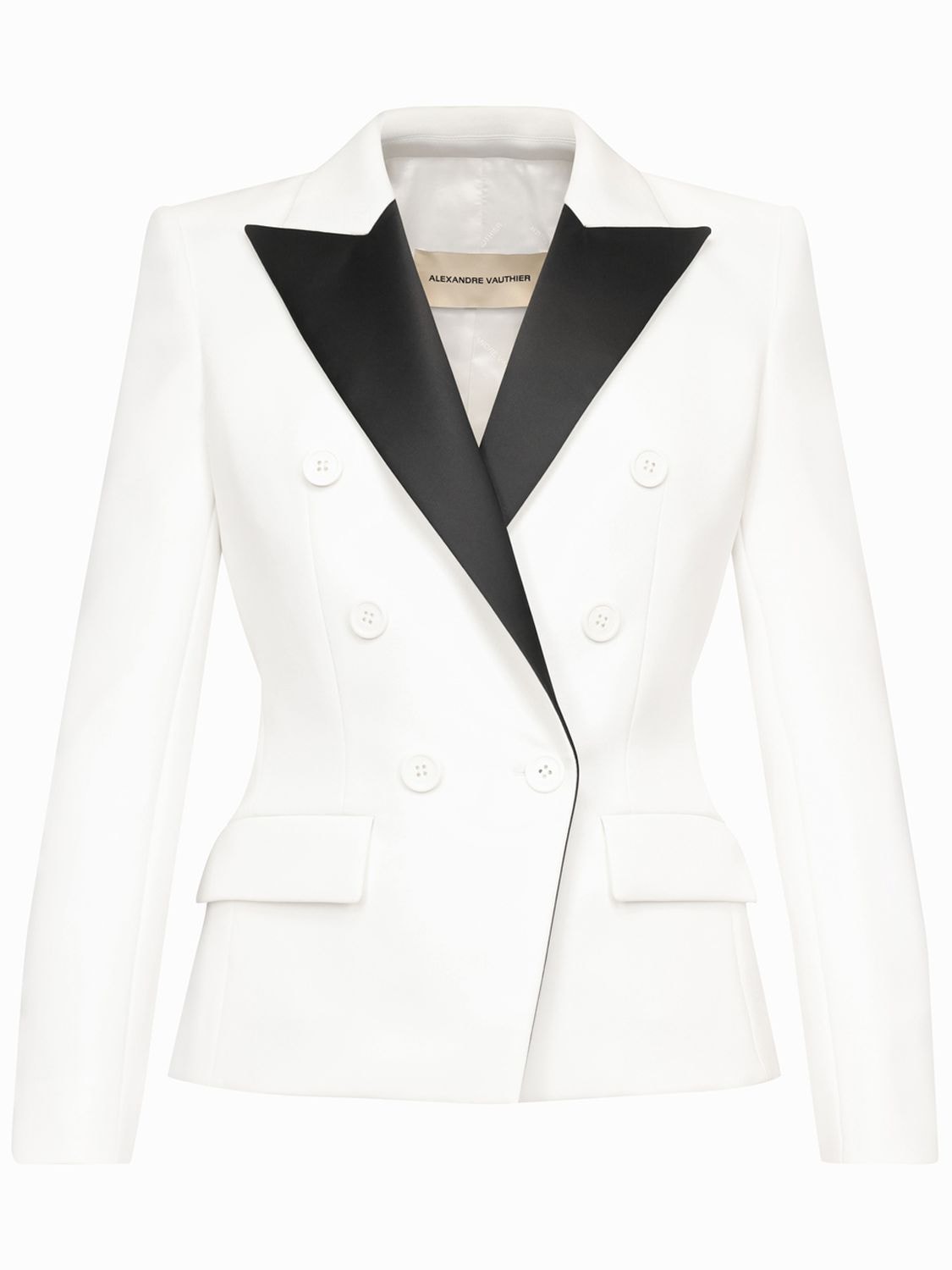 Alexandre Vauthier Crepe De Chine Tuxedo Jacket In Off-white