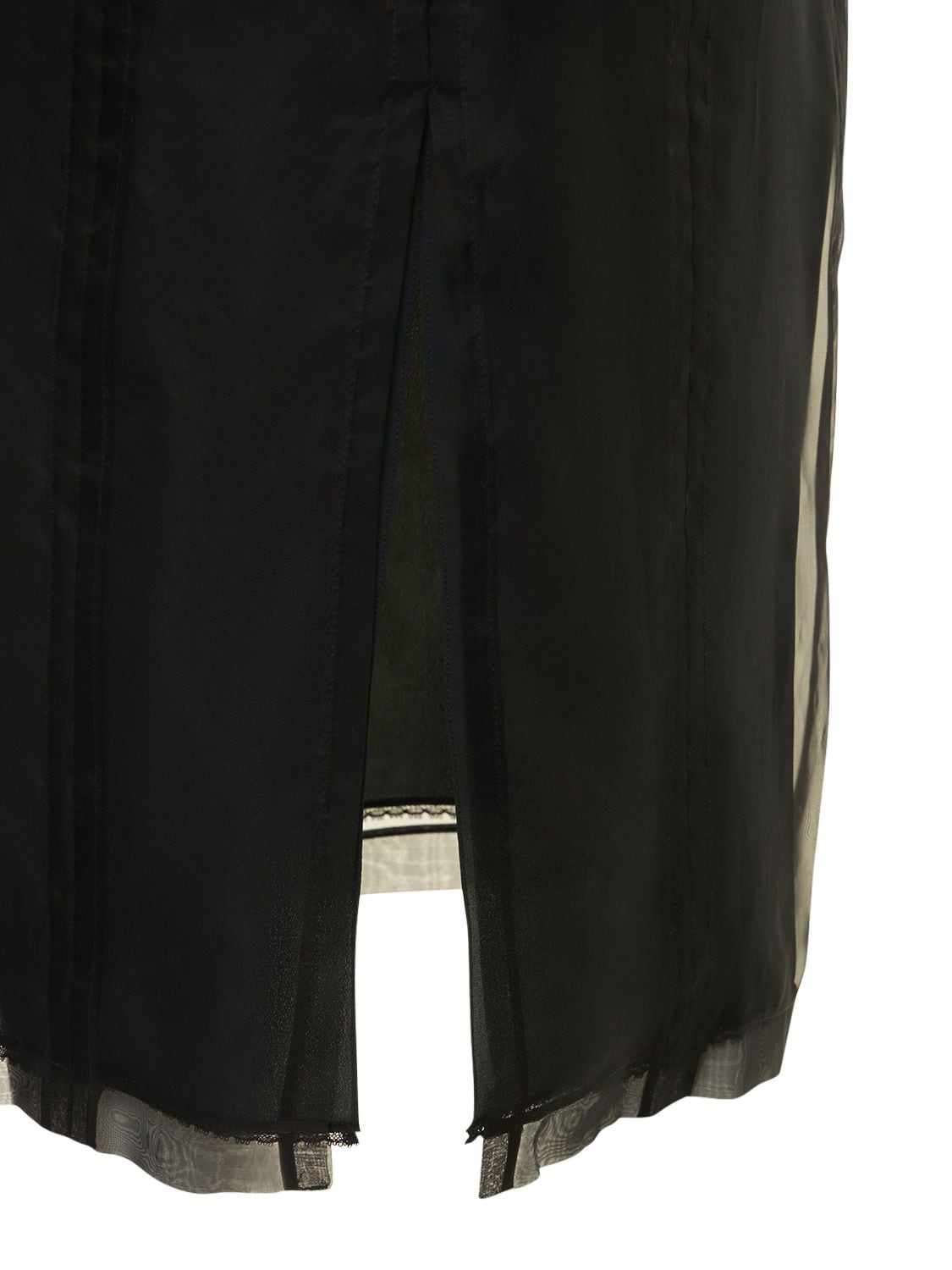 Shop Gucci Light Organza Pencil Skirt In Black