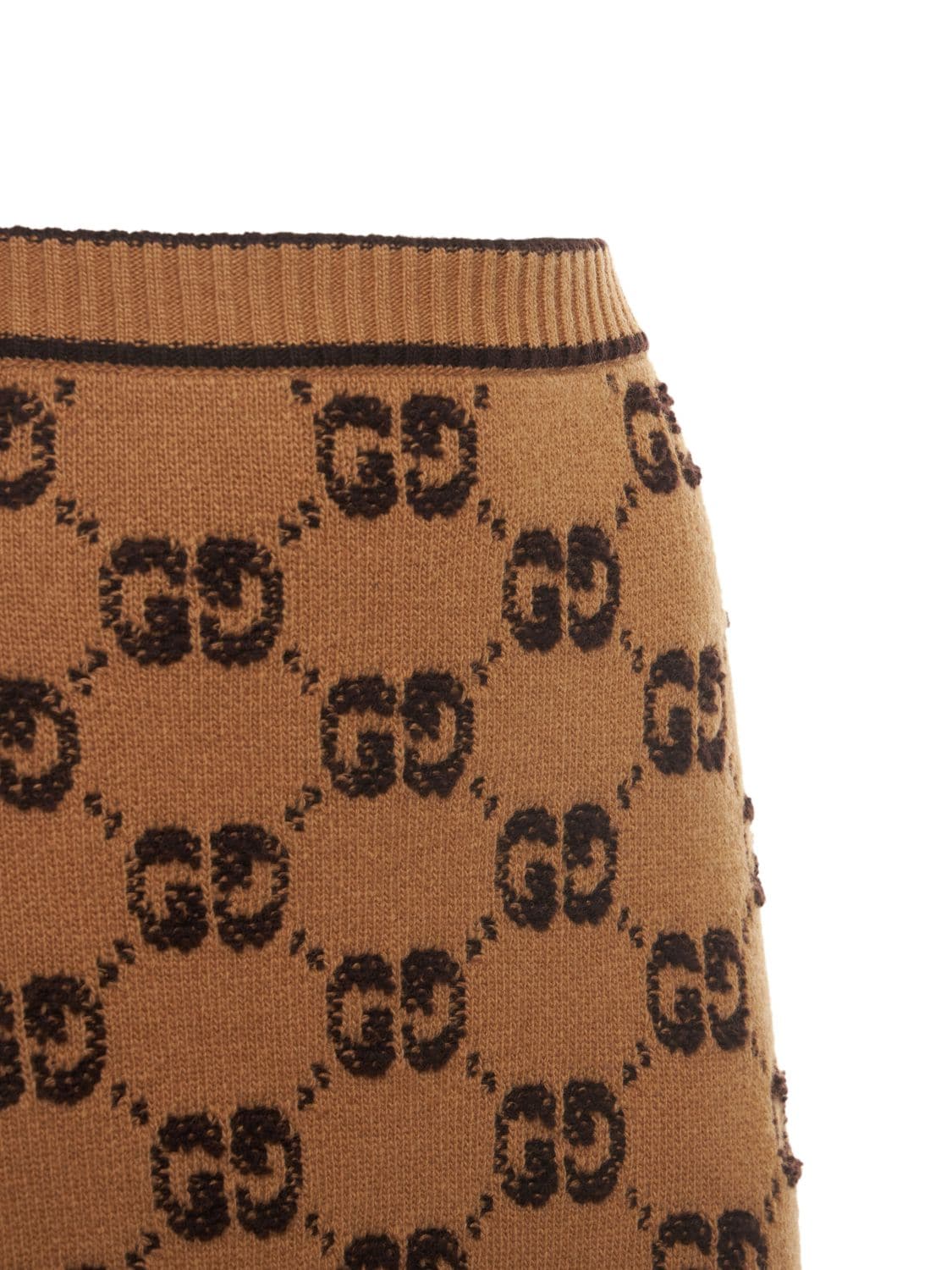 Shop Gucci Gg Wool Skirt In Camel,brown