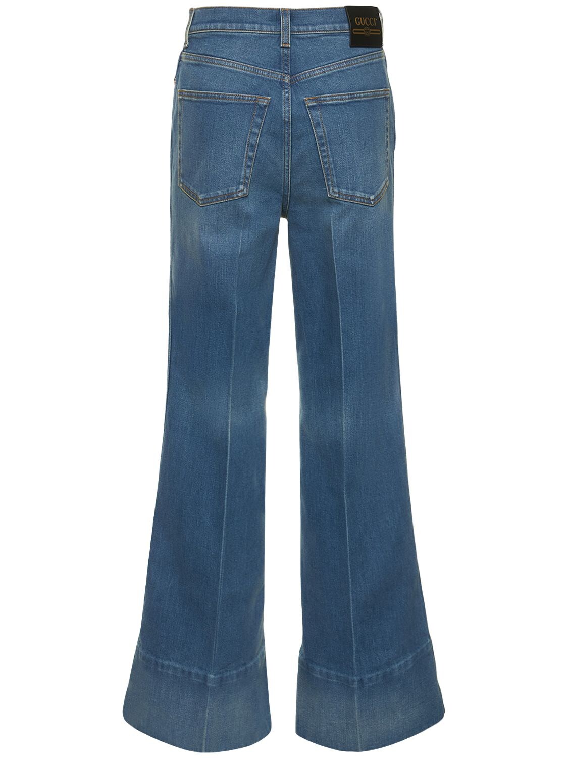 Shop Gucci Cosmogonie High Rise Cotton Denim Jeans In Dark Blue