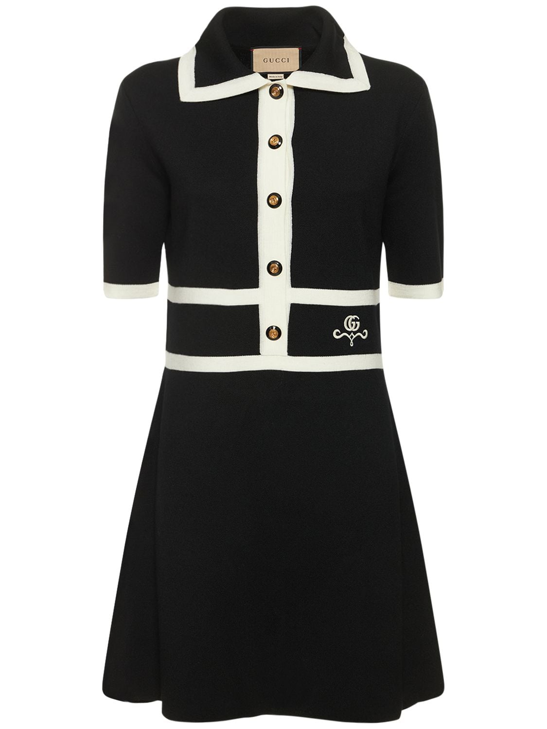 Shop Gucci Cosmogonie Wool Jacquard Dress In Black,ivory