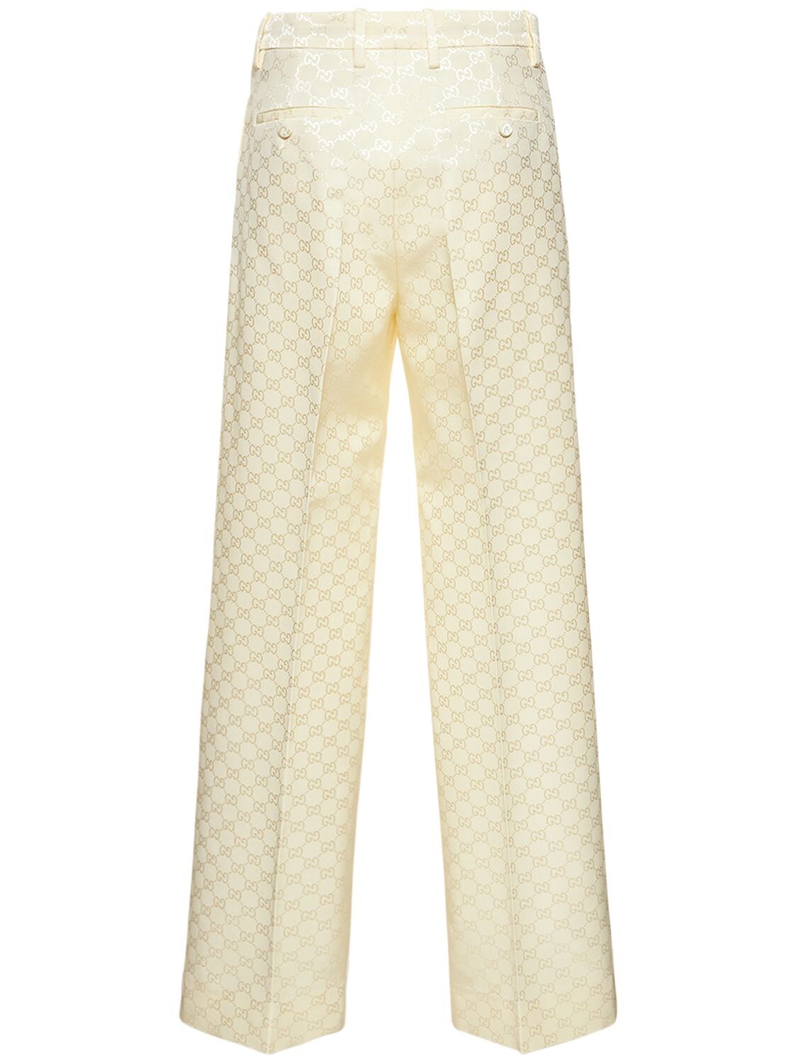 Shop Gucci Cosmogonie Gg Cotton Blend Pants In Baby Cream