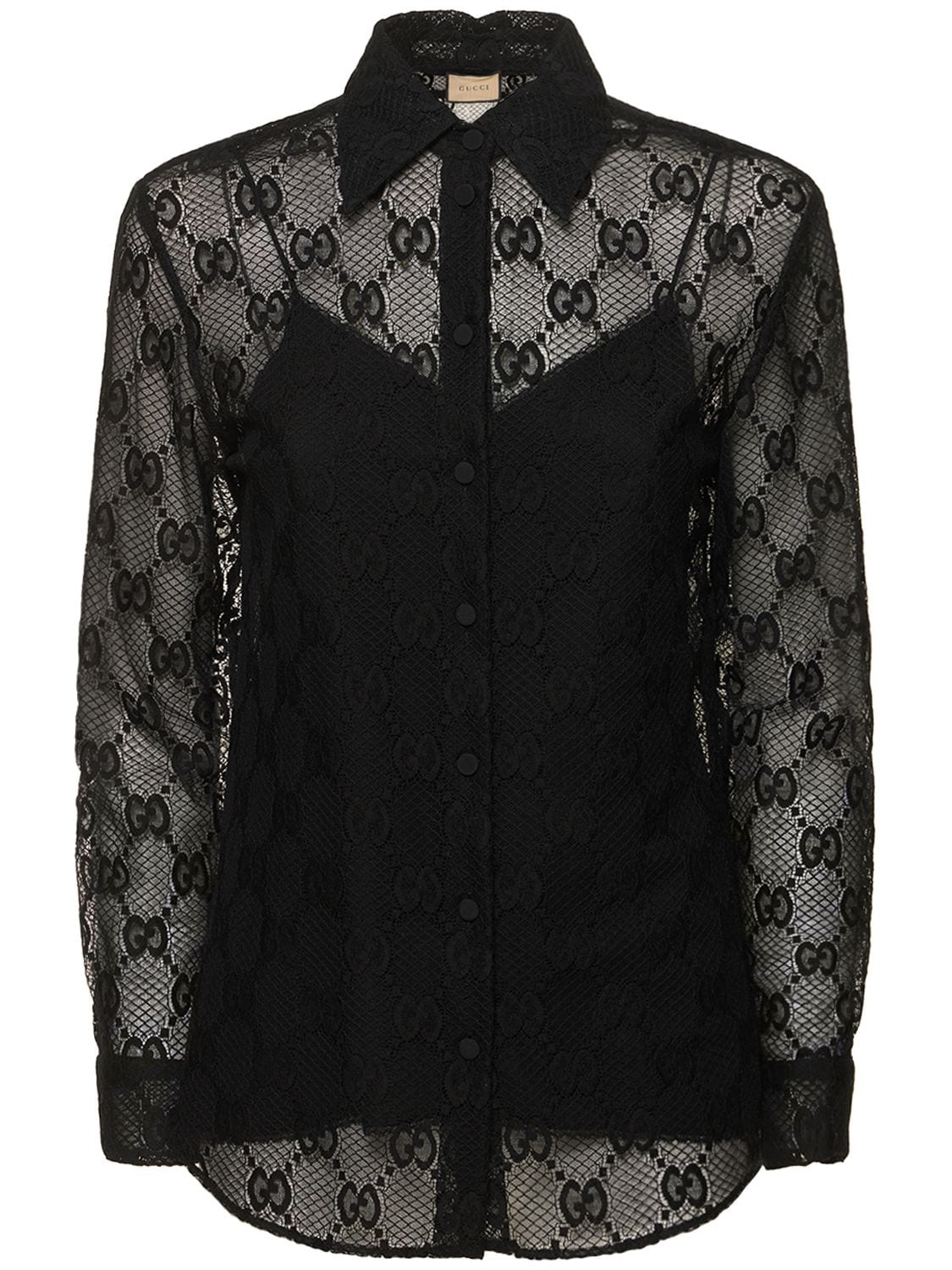 Gucci Cosmogonie Gg Lace Shirt In Black