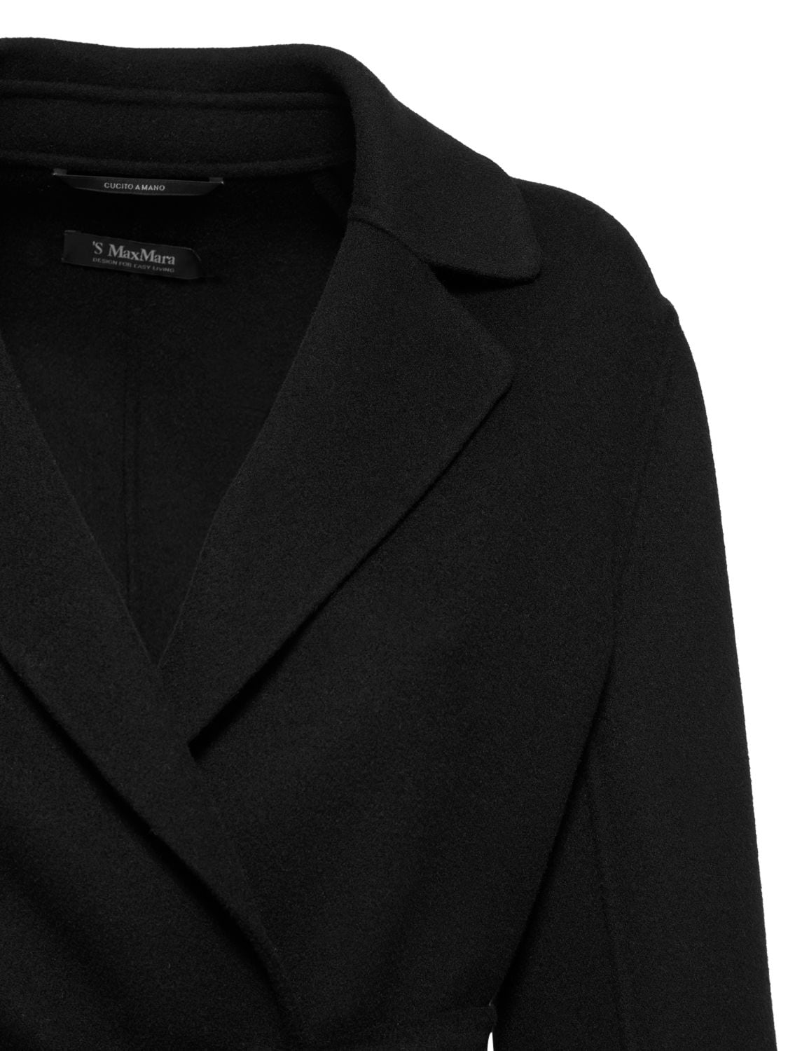 Shop 's Max Mara Pauline Belted Wool Midi Coat In Black