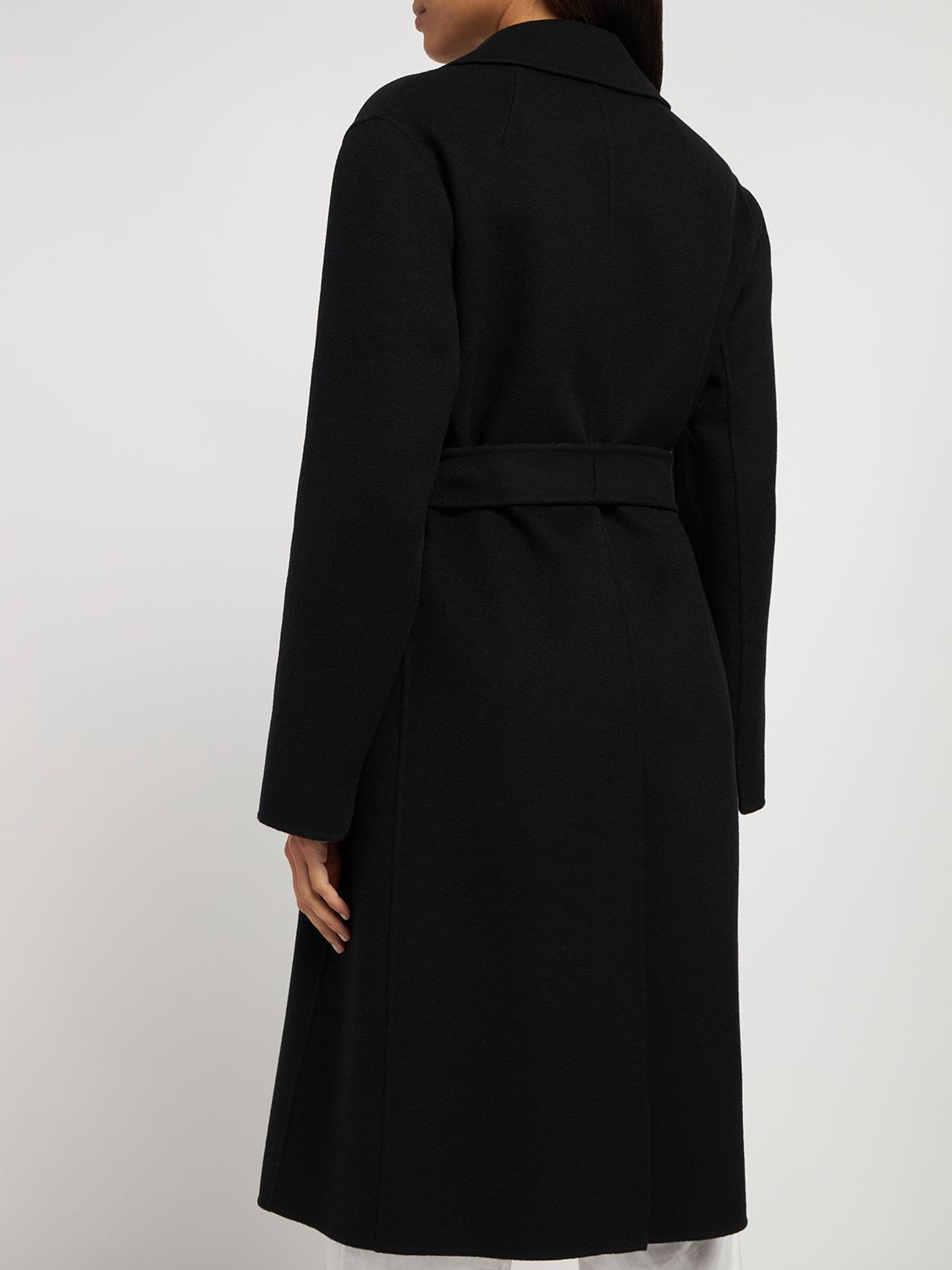 Shop 's Max Mara Pauline Belted Wool Midi Coat In Black
