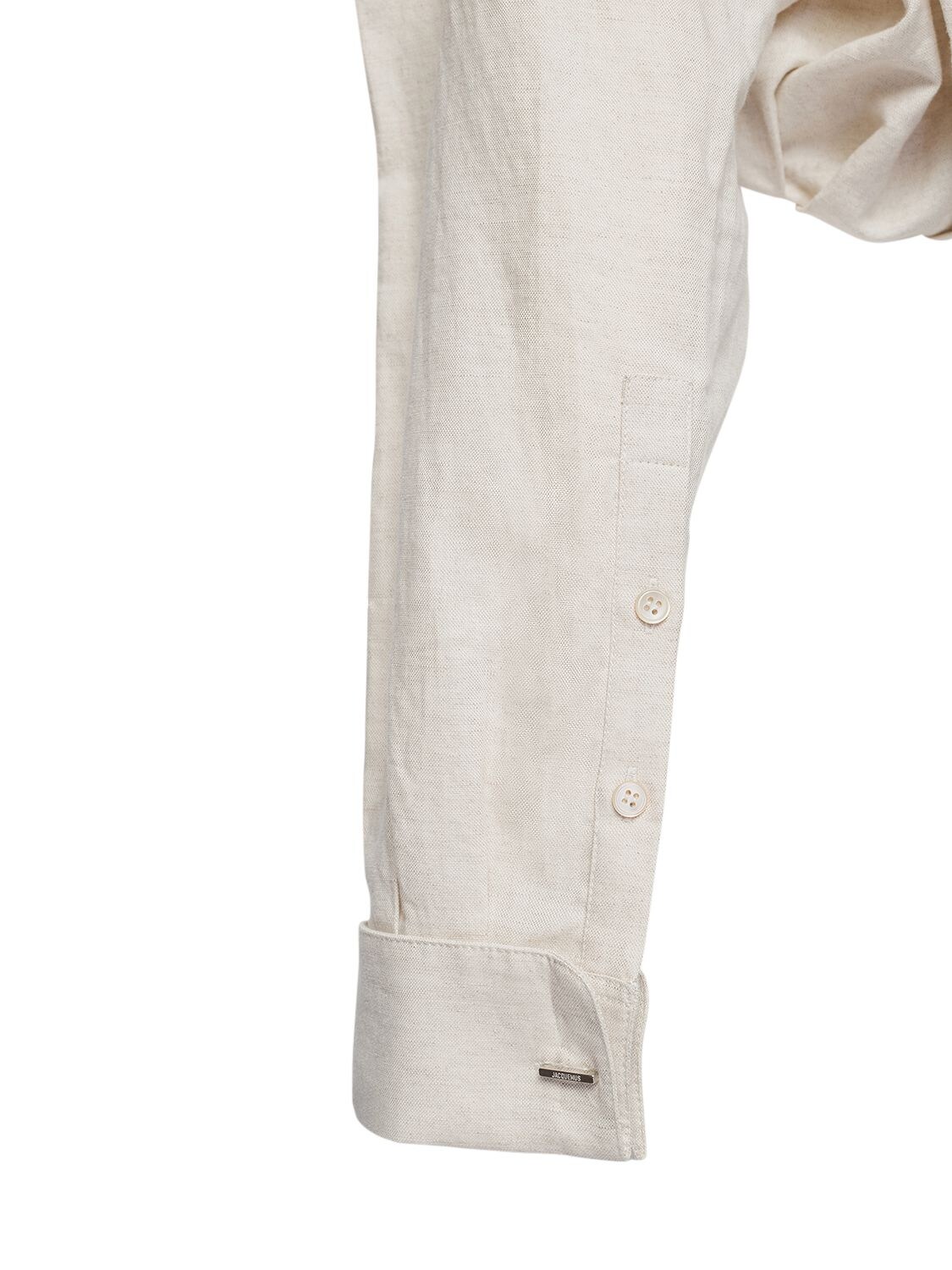 Shop Jacquemus La Chemise Machou Cotton & Linen Shirt In Light Beige