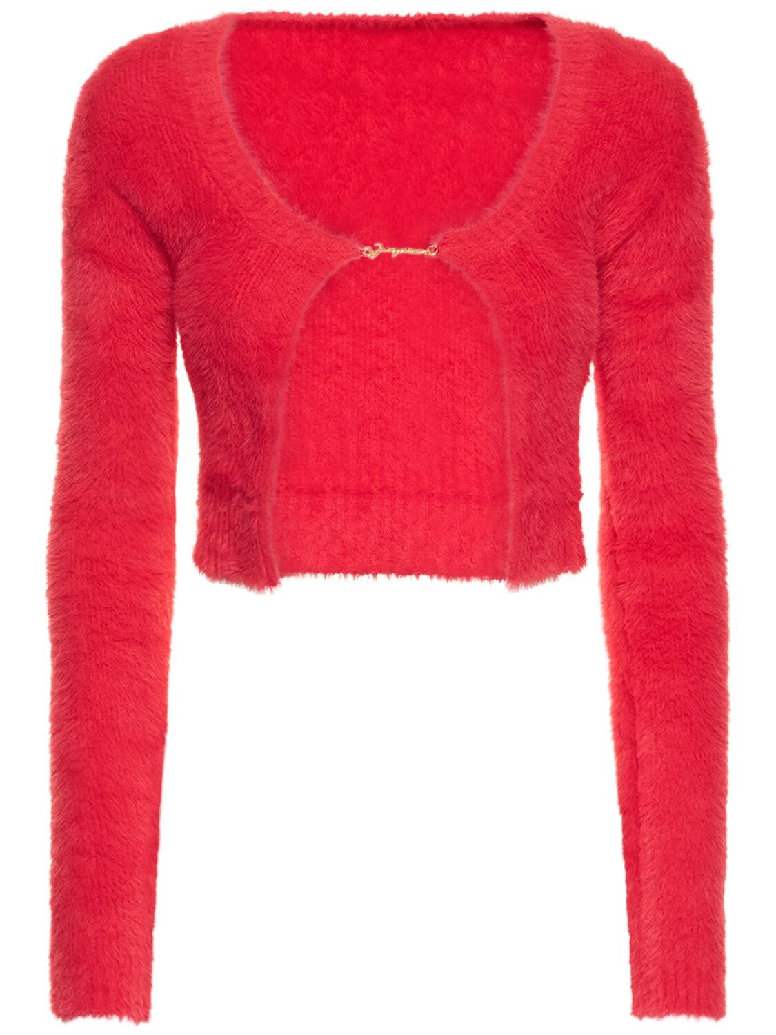 Shop Jacquemus La Maille Neve Manches Lo Soft Cardigan In Dark Pink
