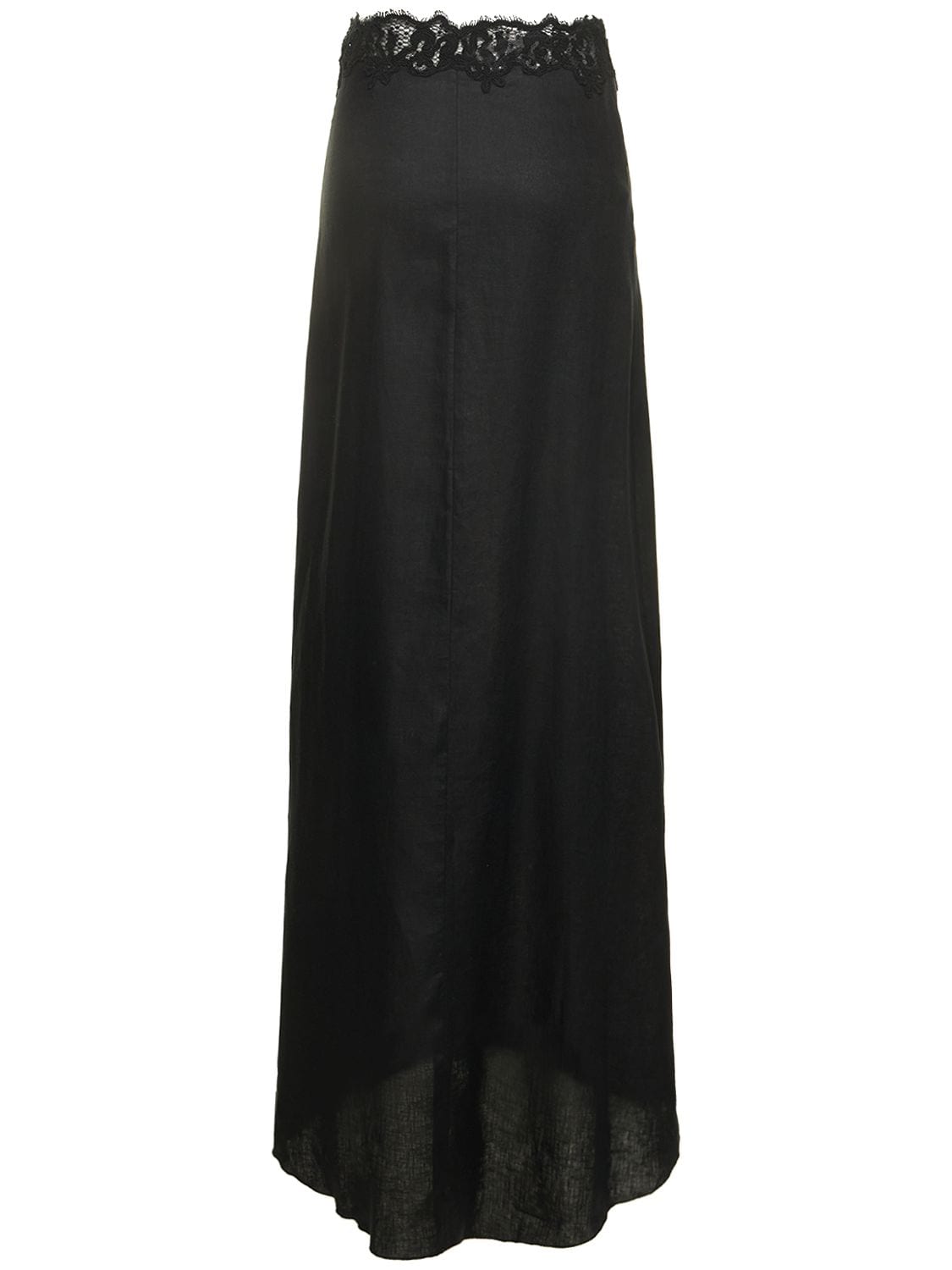 ERMANNO SCERVINO LINEN & EMBROIDERED LACE LONG SKIRT 