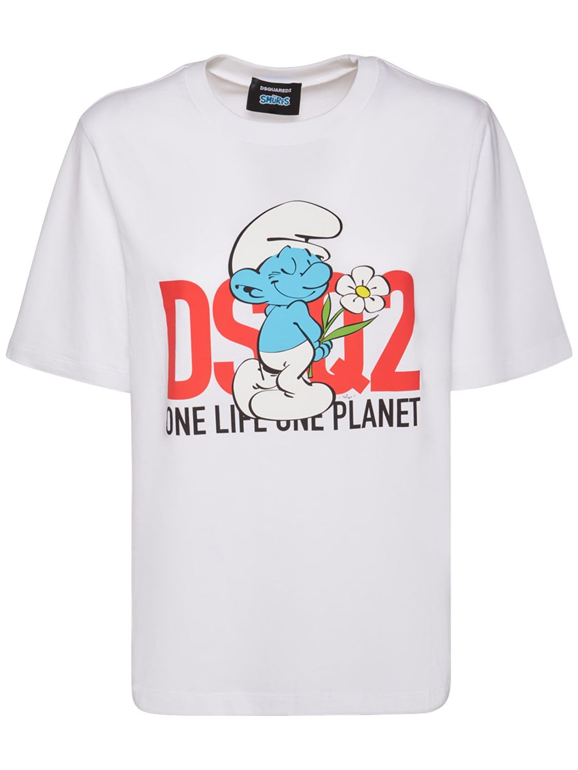 Dsquared2 Smurf In Love Printed Jersey T-shirt In White | ModeSens