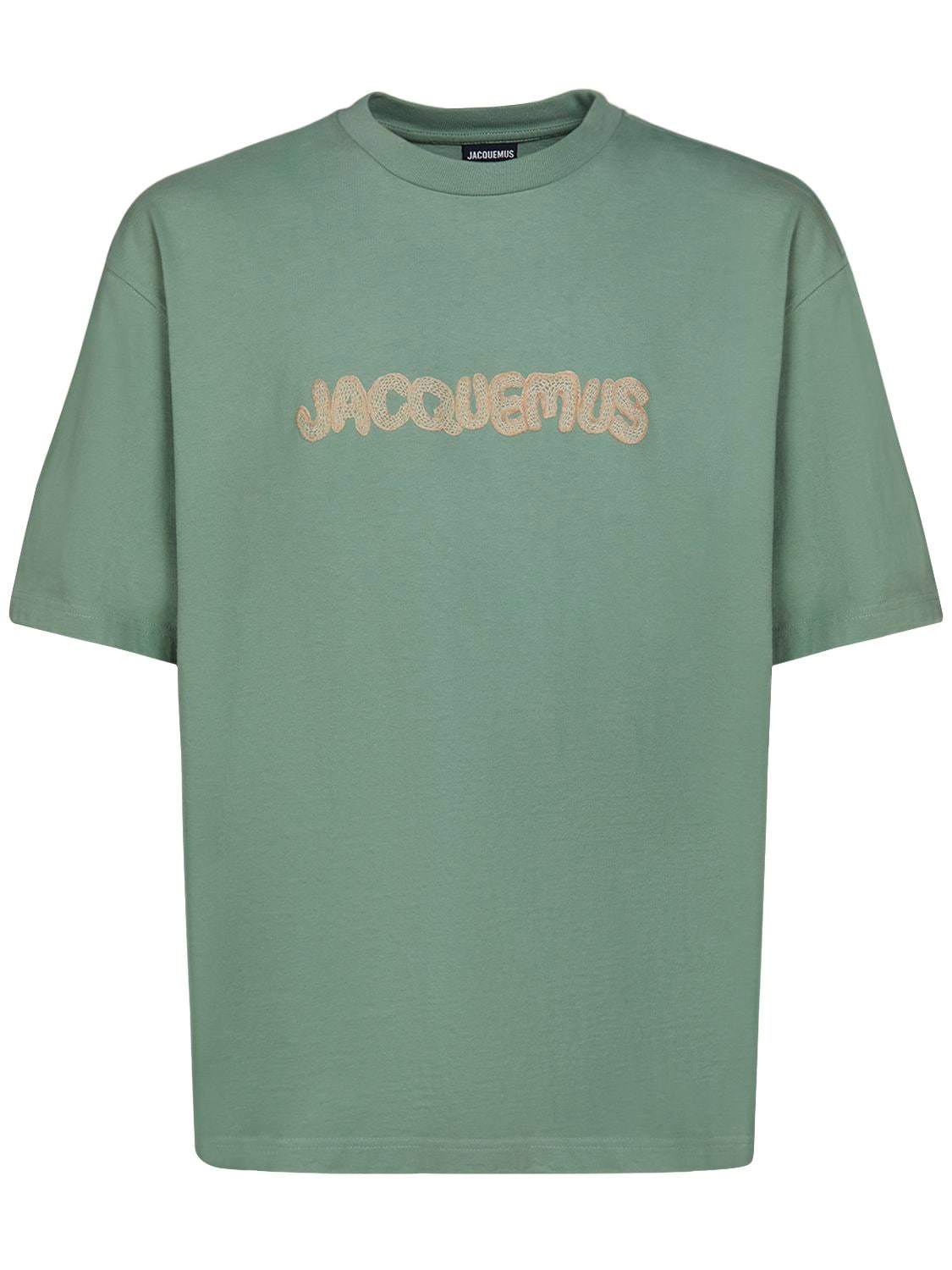 Jacquemus Le Raphia Cotton Jersey T-shirt In Green