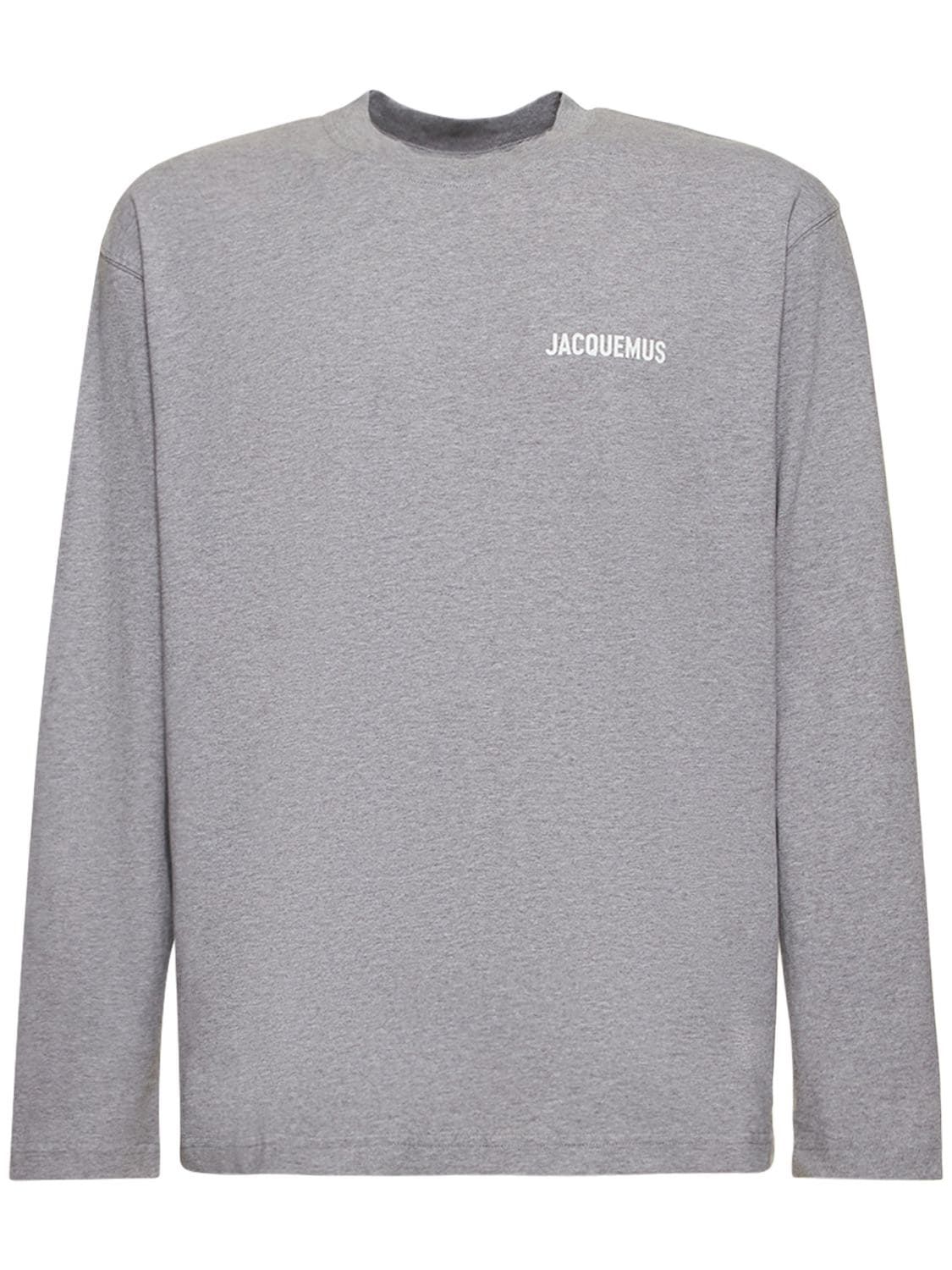 Jacquemus Logo Long Sleeve Jersey T-shirt In Grey