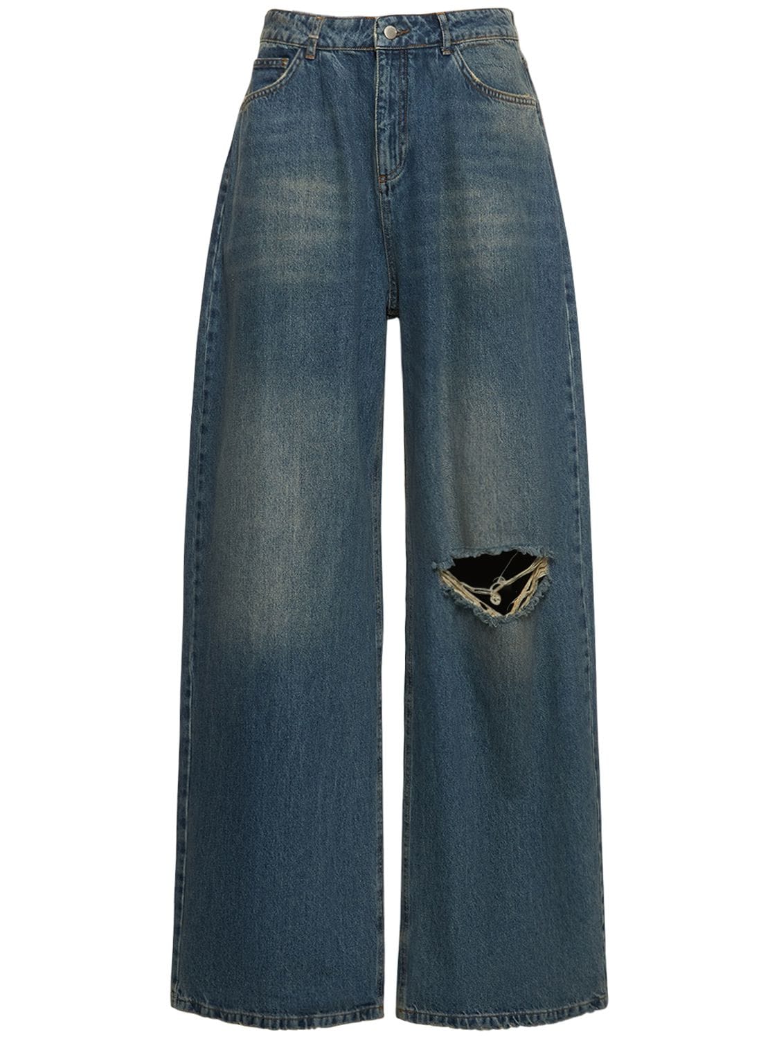 Flaneur Homme Super Wide Oversize Cotton Denim Jeans In Blue