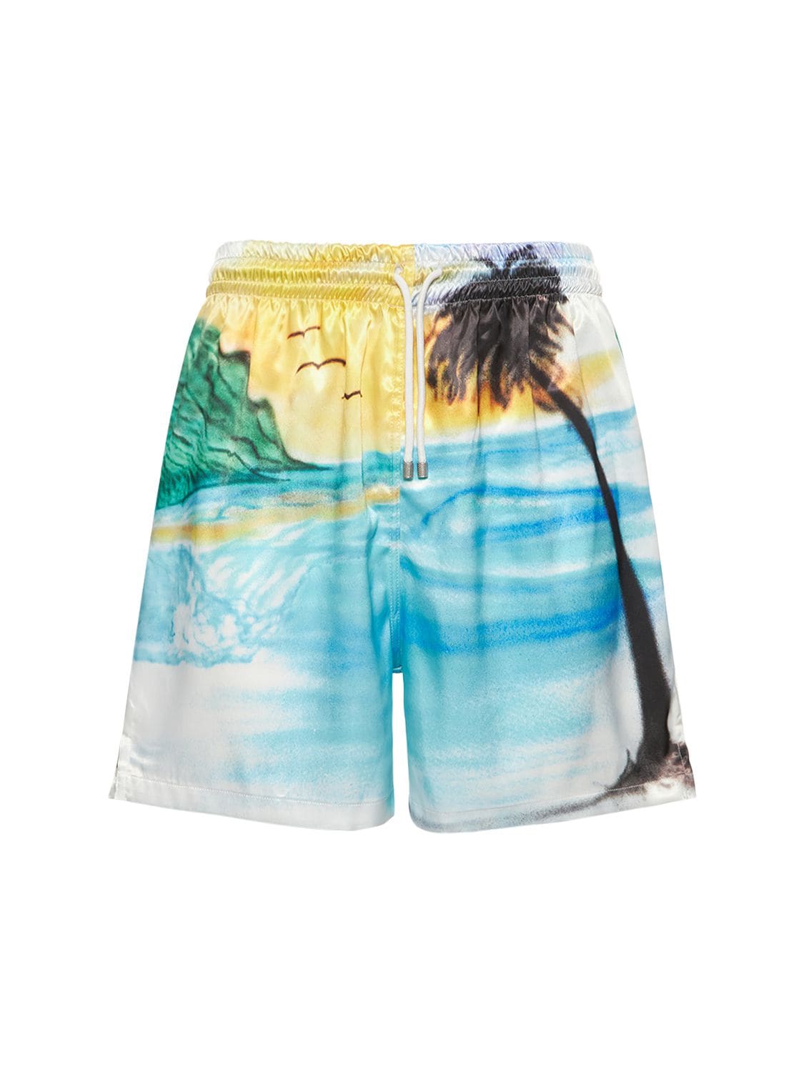 FLANEUR HOMME Airbrushed Print Satin Shorts