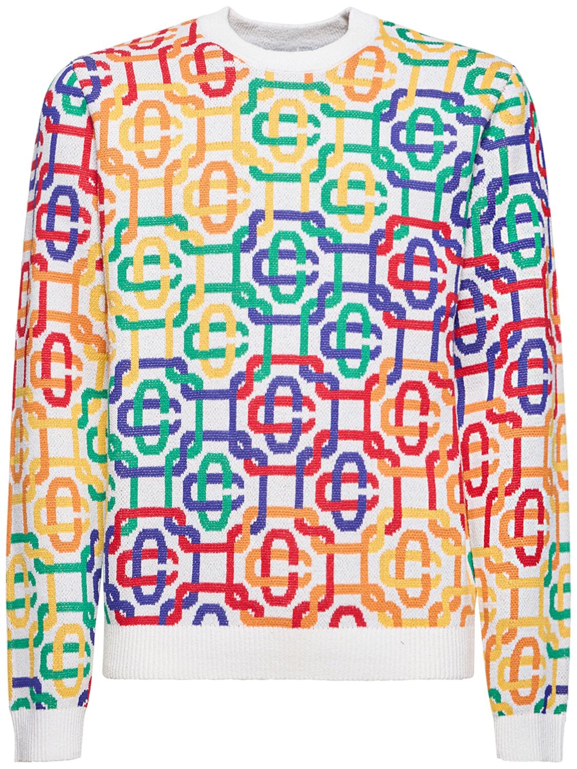 Rainbow Monogram Cotton Knit Sweater
