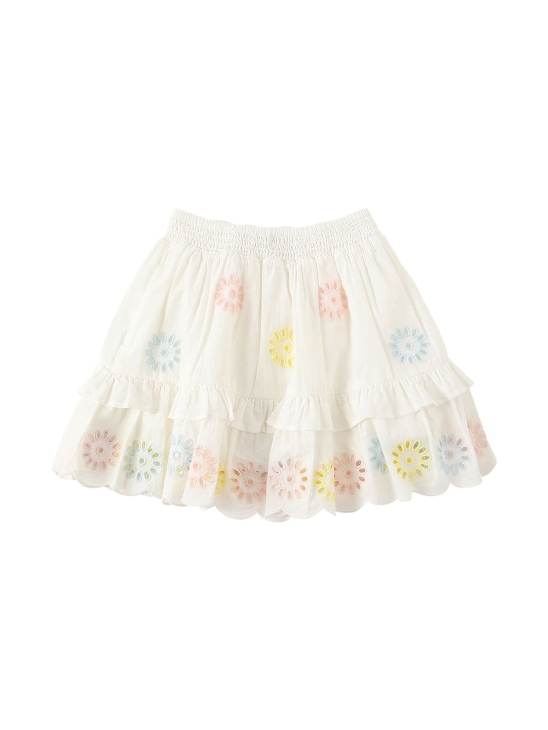 Stella Mccartney Kids' Embroidered Organic Cotton Voile Skirt In Ivory