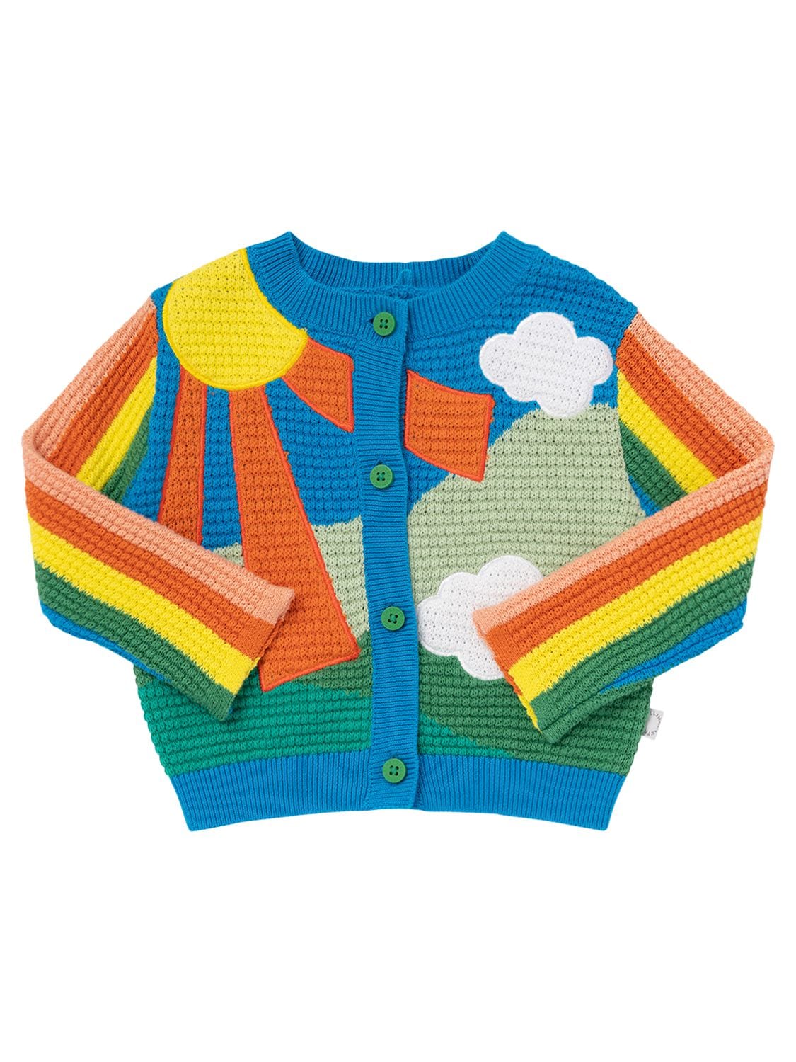 Stella Mccartney Kids' Intarsia Organic Cotton Knit Cardigan In Multicolor