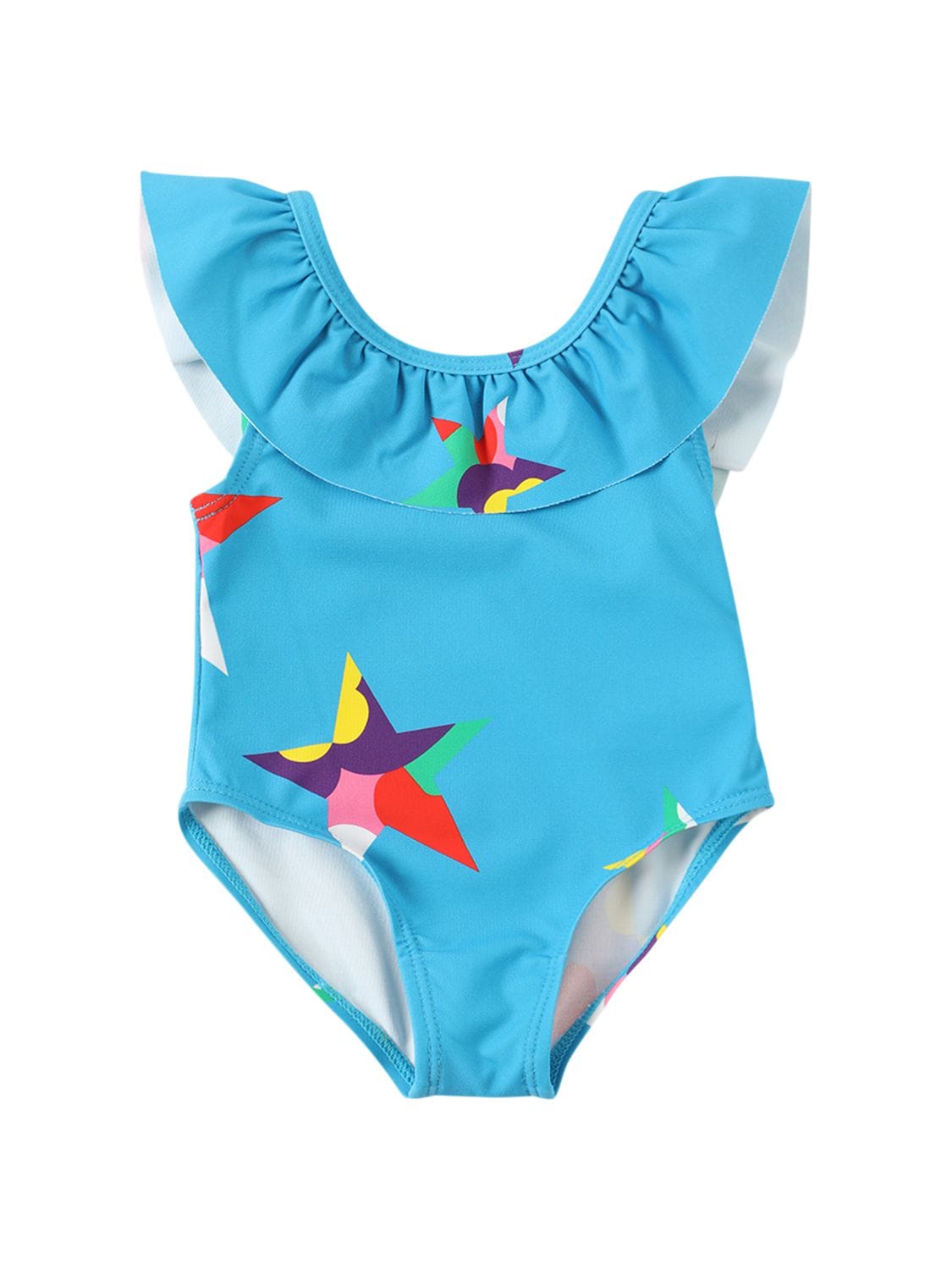 Stella Mccartney Babies' Star Print Lycra One Piece Swimsuit In Blue
